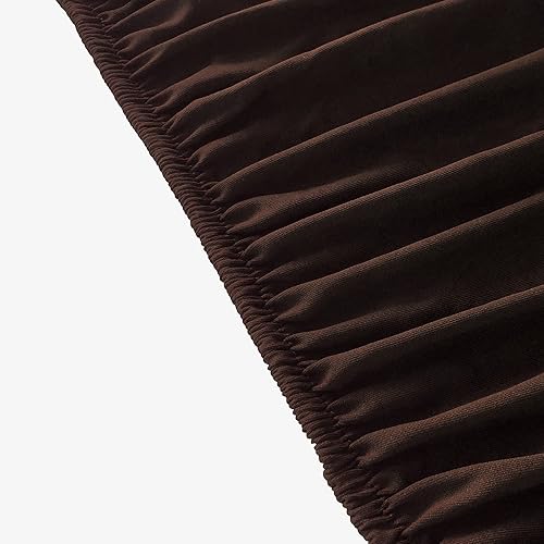 Miniatura 7 de NEWISHER Cubierta de Mesa Redonda Ajustada de Spandex Elástico Mantel Marrón Cubierta Superior de Mesa con Bordes Elásticos para Comedor Picnic