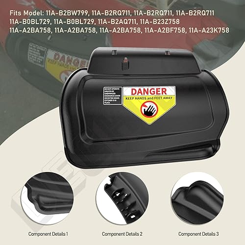 Miniatura 7 de 987-02516A Conjunto de enchufe de mantillo con bisagras compatible con Troy Bilt, Cub Cadet, modelos de máquinas de patio de repuesto con bisagras