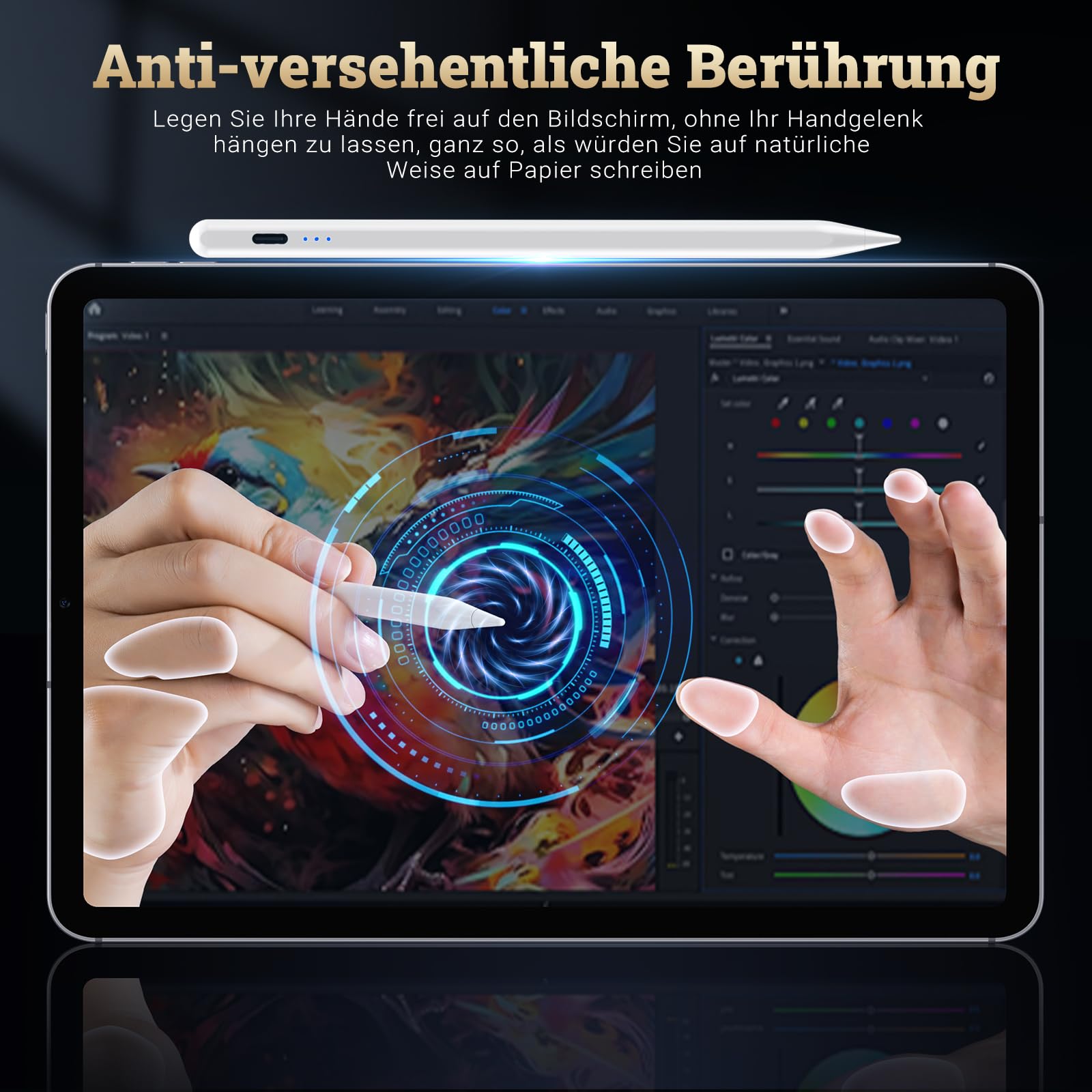 BAZO Stift für Apple iPad - 2018-2025 Pencil 2. Generation mit Schnellladeleistung Palm Rejection und Neigungssensitivität Stylus für Pro M4/M5/13''/12,9''/11''/A16/Mini 5-7/Air 3-5/M2/M3 /iPad 6-11
