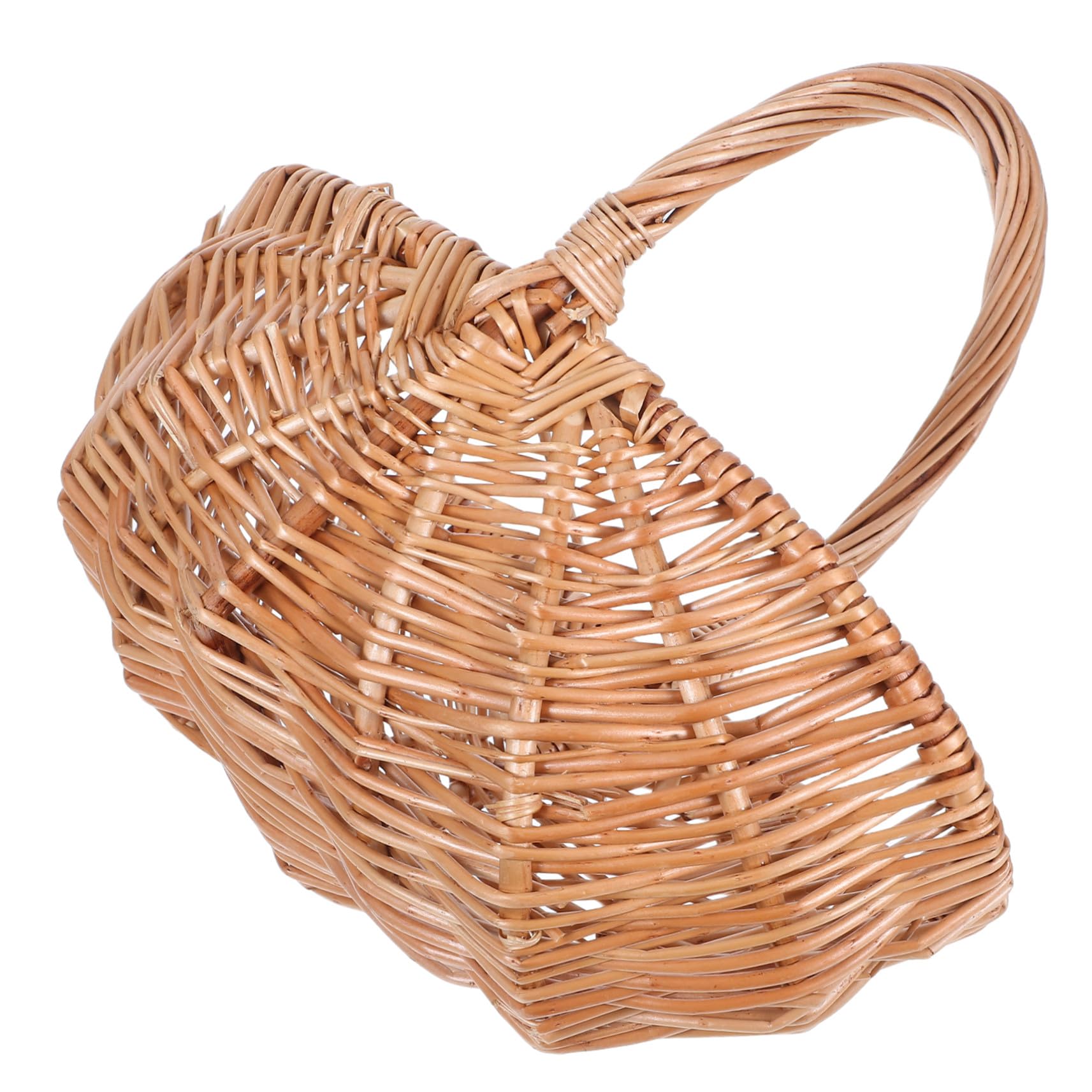 Cesta De Mimbre Tejida a Mano para Picnic y Recolección Cesta Pequeña Ovalada De Sauce Natural De 27 Cm con Asa Portátil para Huevos Frutas y Verduras Al Aire Libre