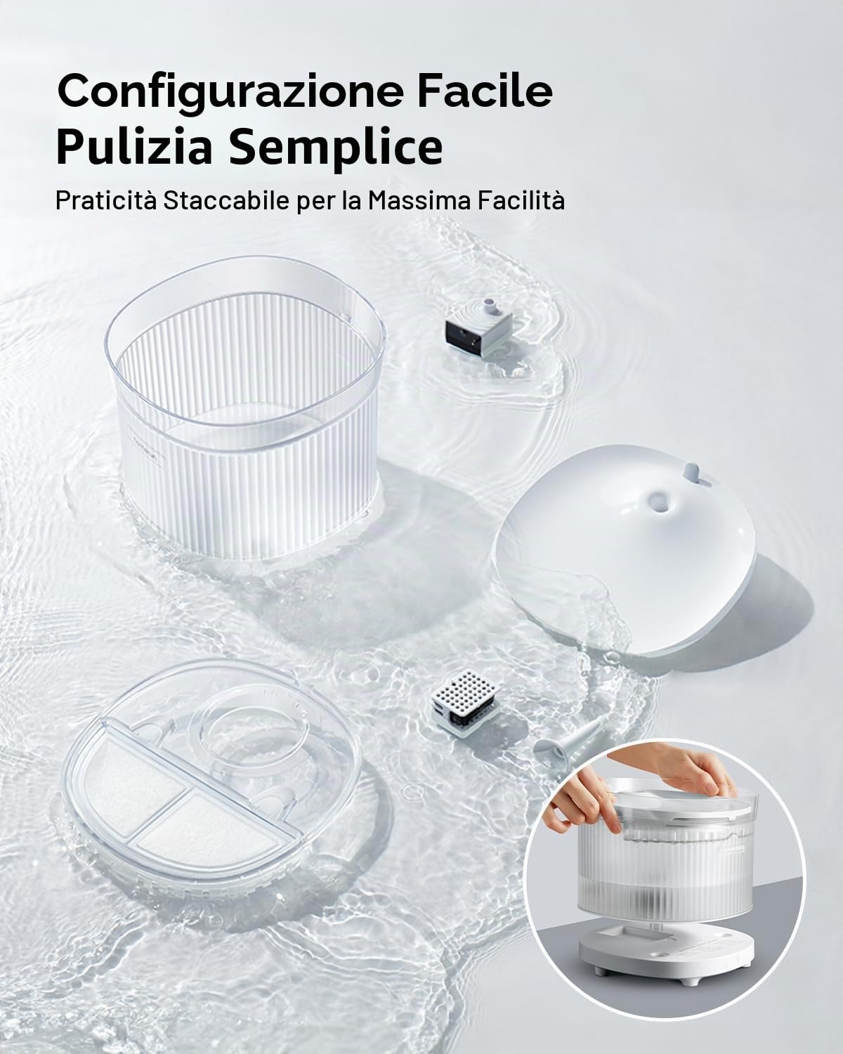 HomeRunPet Fontanella per Gatti Senza Fili con Sensore di Movimento, Silenziosa Fontana per Gatti a Batteria da 7800mAh, Senza BPA, Installazione Rapida e Pulizia Facile, Filtri Inclusi, 2L
