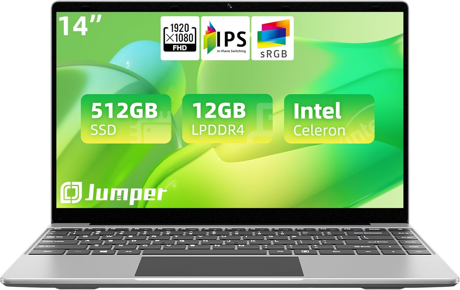jumper Laptop, 12GB LPDDR4 RAM 512GB SSD, 14 Inch Laptops