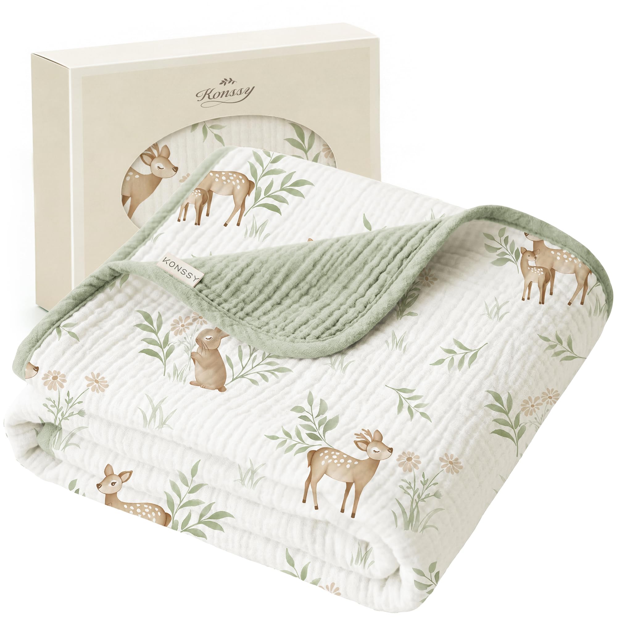 Konssy 100% Cotton Muslin Baby Blanket