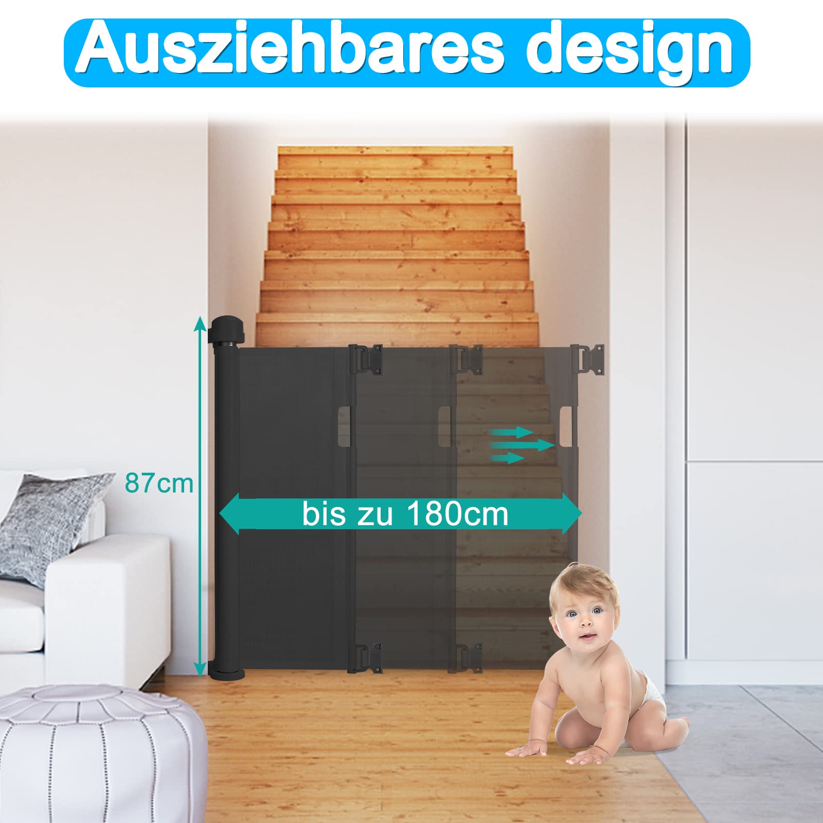 Puerta Seguridad Bebe Puerta De Seguridad Portátil De 180 X 72 Cm Para  Mascotas Y Perros Valla Plegable Extensible Adecuada Para Cocina Escaleras  Pasillos Y Bebes 87853195 Vallas Infantiles, image size:1600x1600
