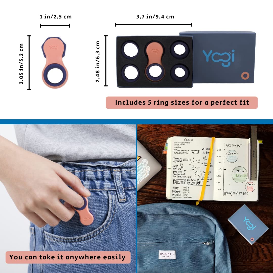 Giocattolo antistress Yogi, Fidget Spinner per adulti, Sollievo dall'ansia, ADHD, ADD e autismo, Giocattoli silenziosi per adulti e bambini, Cinque misure di anelli