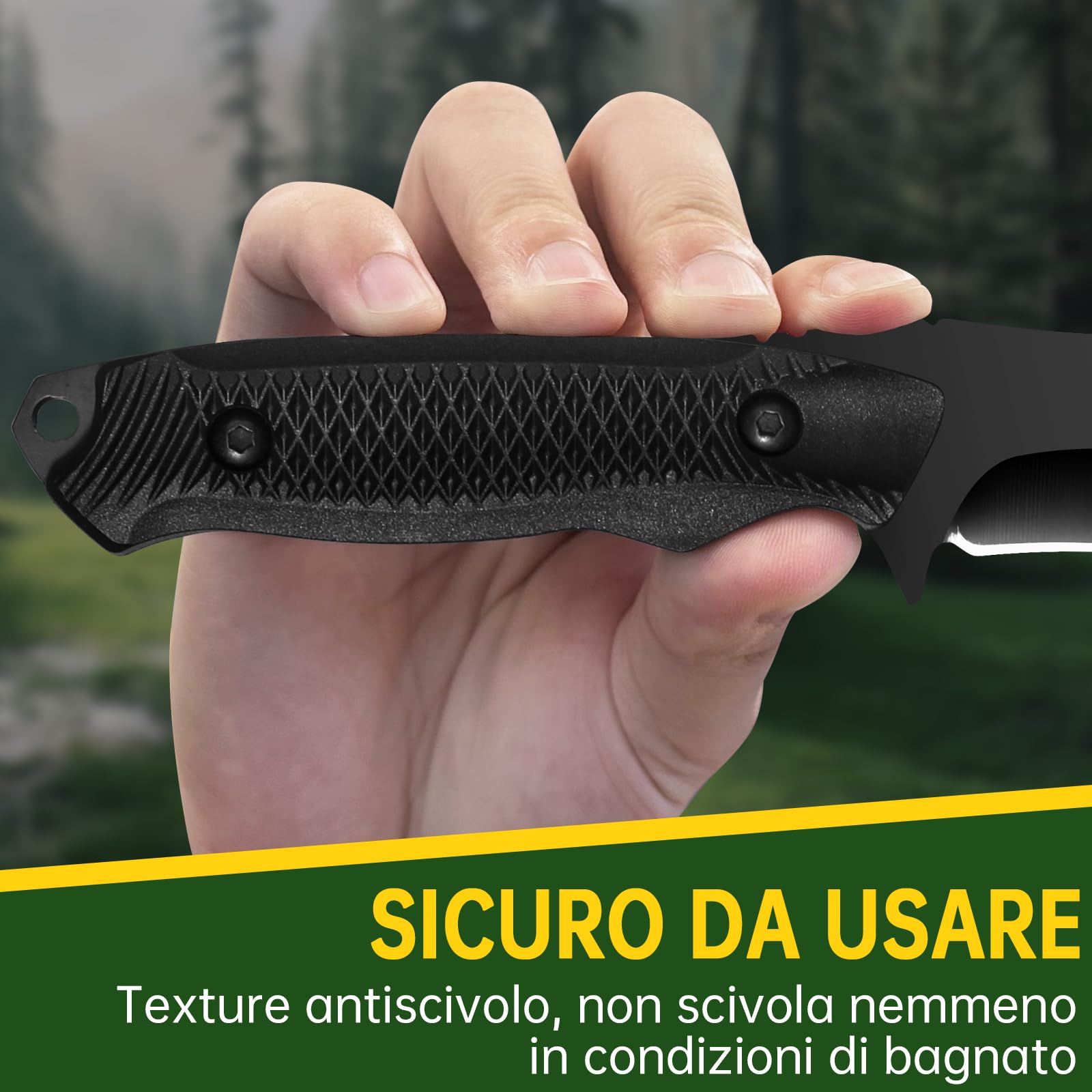 Plys Coltello Sopravvivenza Coltelli da Caccia: Coltello Campeggio Lama Fissa con Fodero Nero