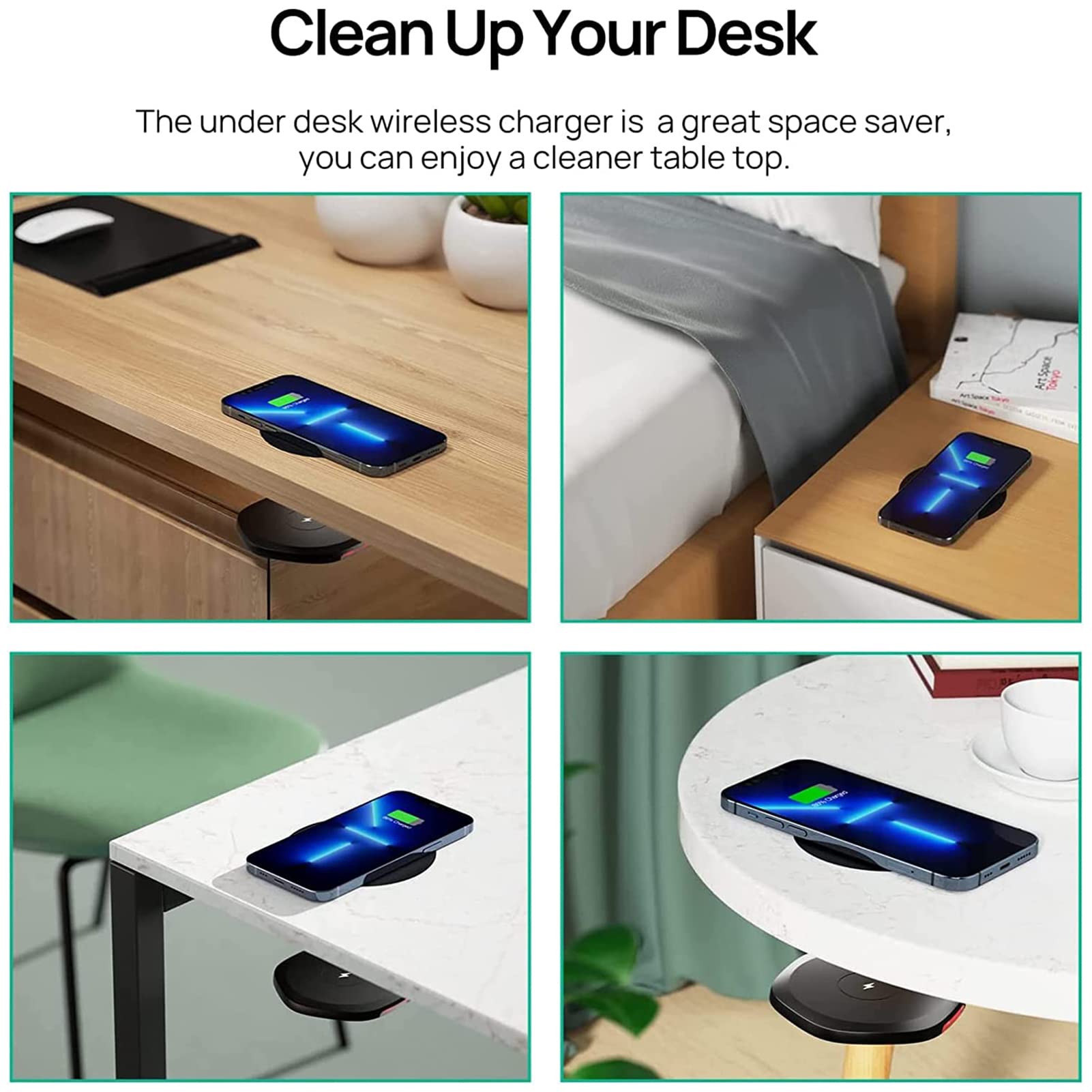 Cargador inalámbrico Invisible, Placa de Carga inalámbrica para Muebles de 10 W, Cargador de teléfono móvil inalámbrico de Larga Distancia de 10-20 mm, Adecuado para i-Phone 14 Pro MAX