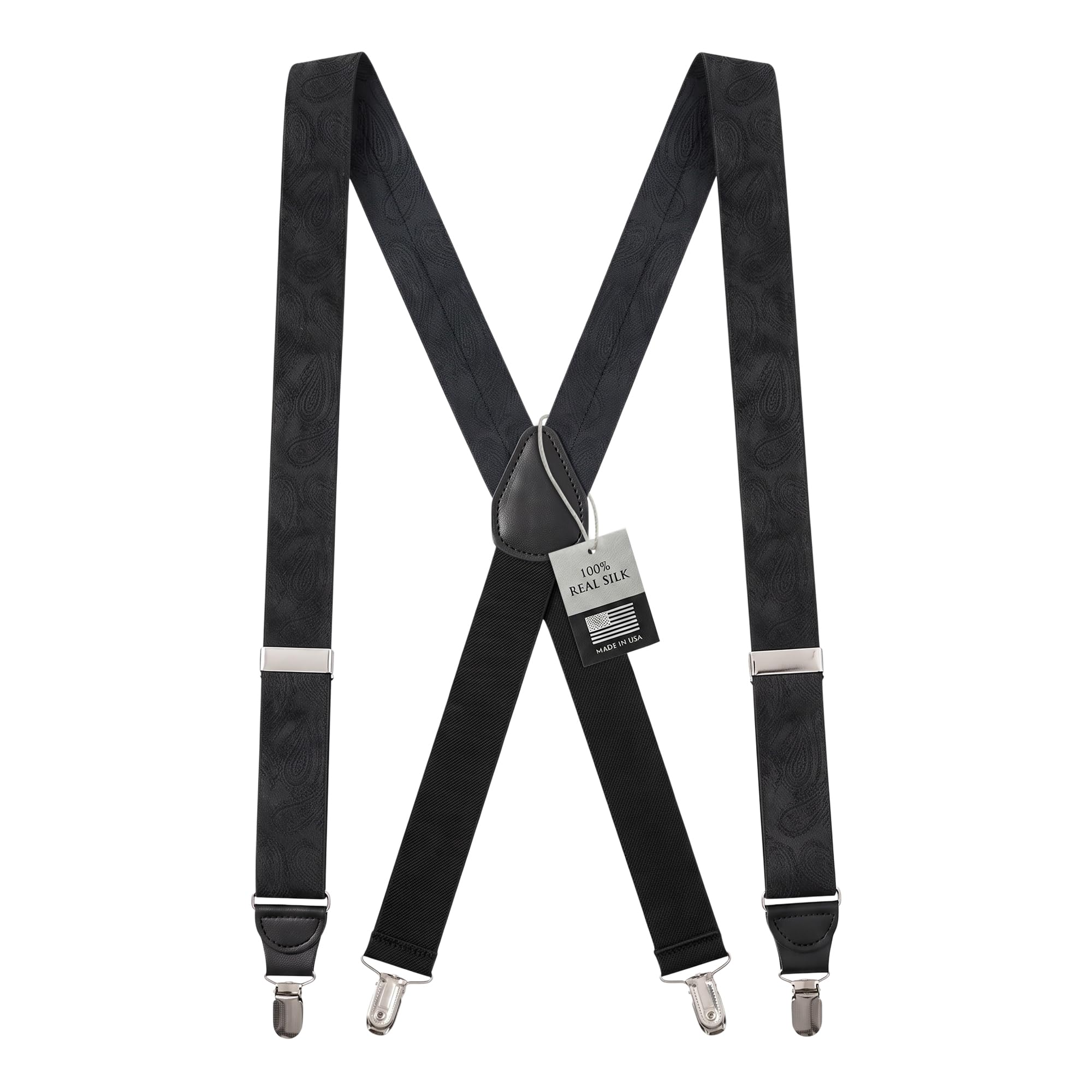 Hold'Em 100% Silk Suspenders for Men Clip End Dress Tuxedo Suspender Made in USA