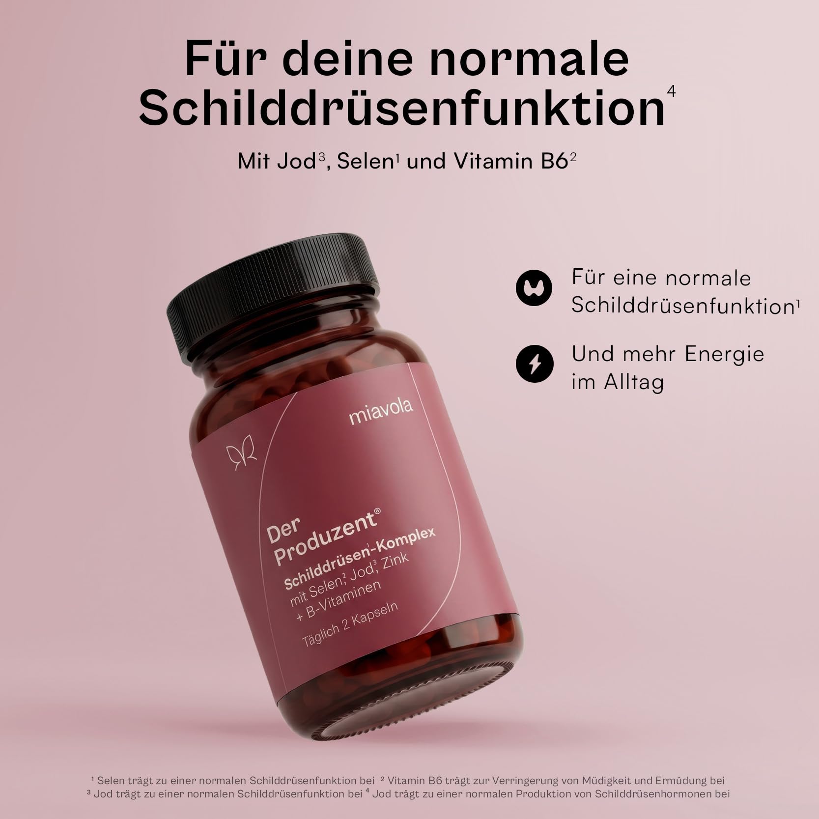 miavola® der Produzent® Schilddrüsen-Komplex mit L-Tyrosin, Jod, Selen, Zink & 8 B-Vitaminen + Cofaktoren - 60 Kapseln hochdosiert & vegan