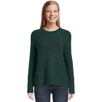 L.L.Bean Supersoft Waffle Sweater Crewneck deepest green