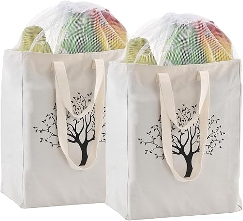 Miniatura 1 de 2 bolsas de lona para la lavandería XL, extra grandes y resistentes, bolsa de almacenamiento con red de cordón fijo, correas y asas para el hogar,