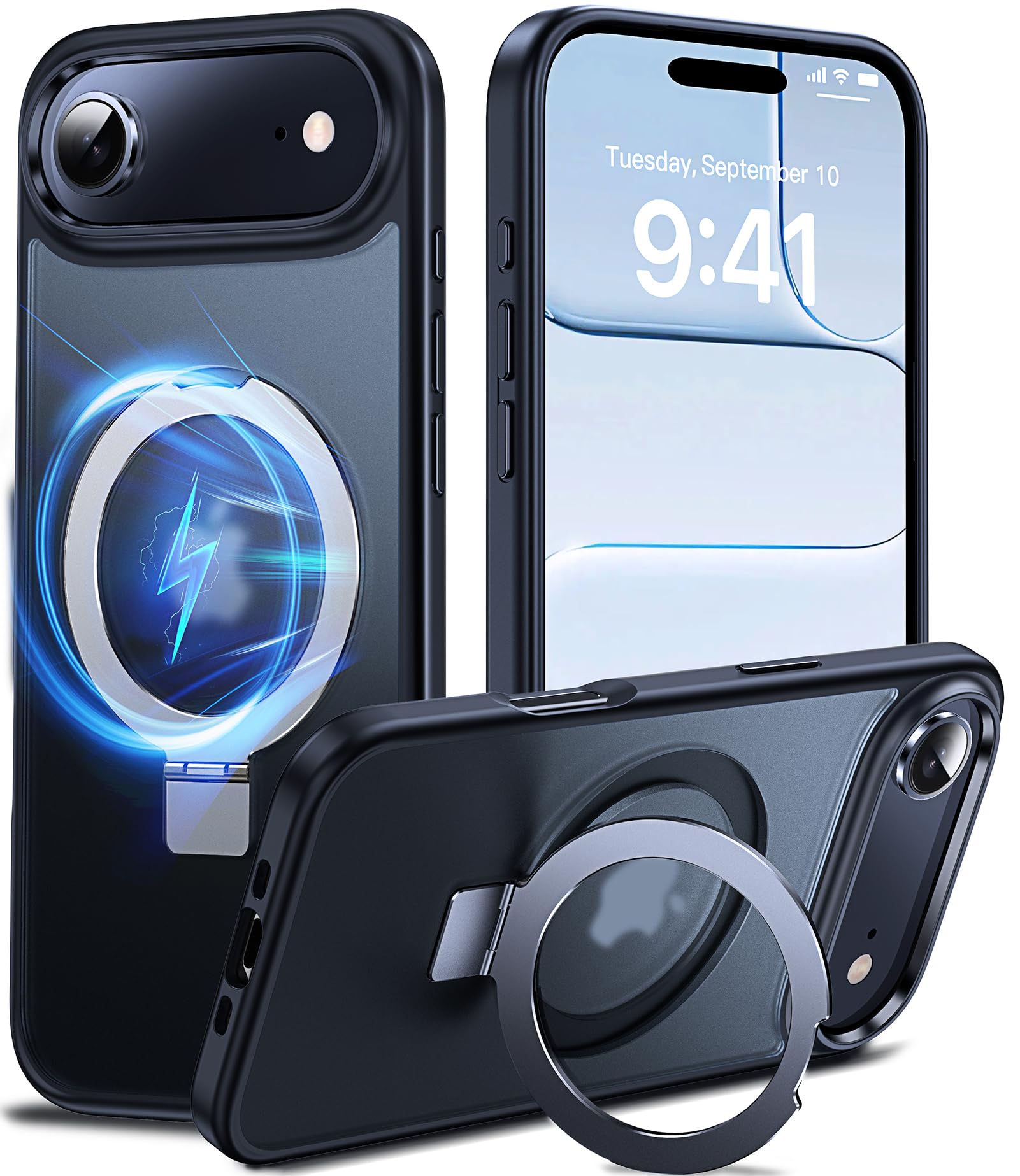Coque iPhone 17 Air antichoc militaire transparente mate compatible MagSafe noir - 8