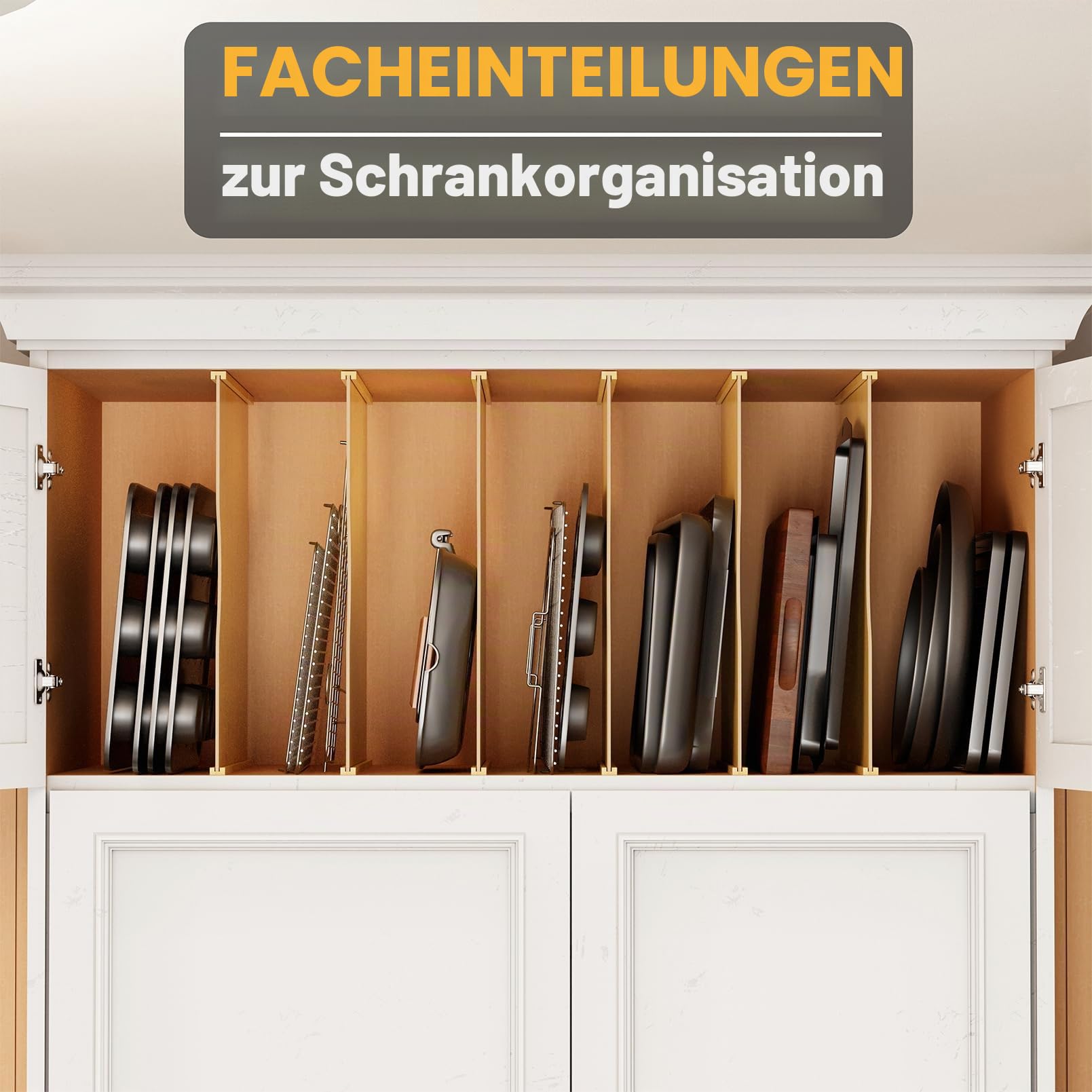 SpaceAid Trennwände für Schränke, Bambus, Küche, Kekse, Backblech, Organizer für Schrank, vertikale Pfannen und Tabletts, Organizer für Speisekammer, 6 Stück