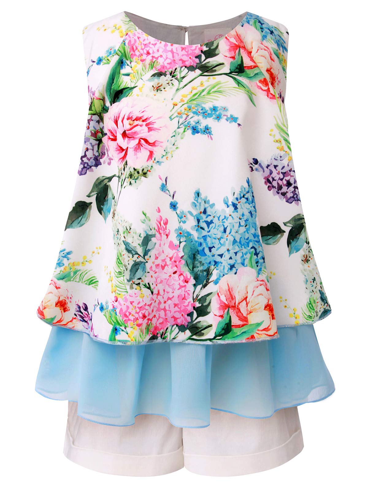 BONNY BILLYMdchen Kleidung Sommer Set 2 Teiler rmellos Chiffon Top + Shorts