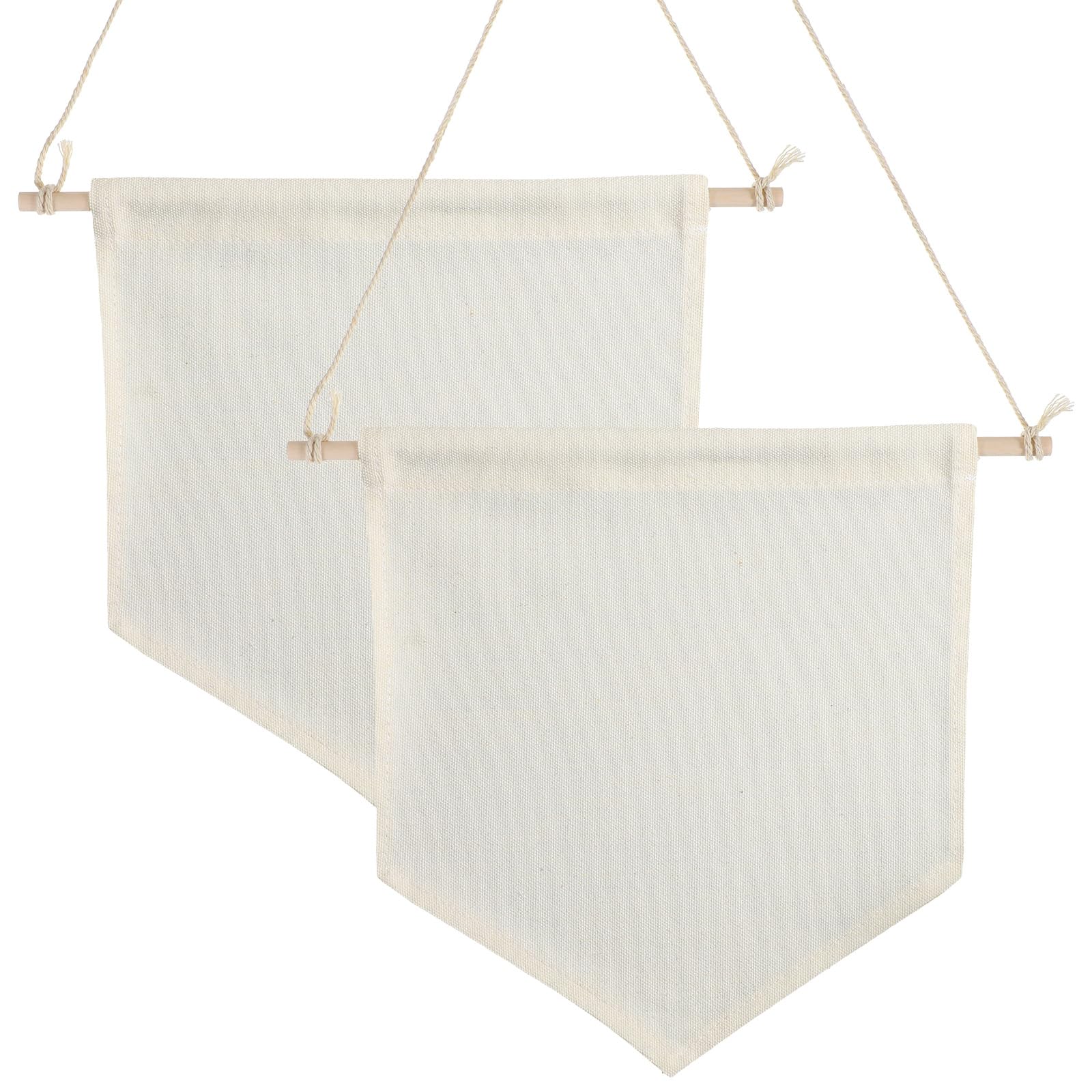 Matwsec 2 Pcs Fabric Blank Banner - Wall Hanging Brooch Jewelry Storage Holder, Earrings Necklace Enamel Pin Display, DIY Wall Decor for Indoors, Baby Shower, Wedding, Graduation (Beige White)