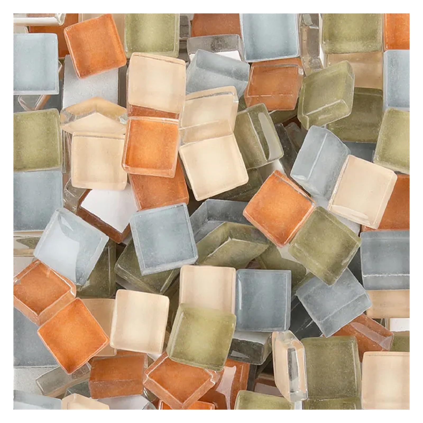 Sppeoukj Color 06 100G Mixed Mosaic Pieces Assorted Color Square Glitter Glass Tiles For Diy Crafts Supplies(Color 06)