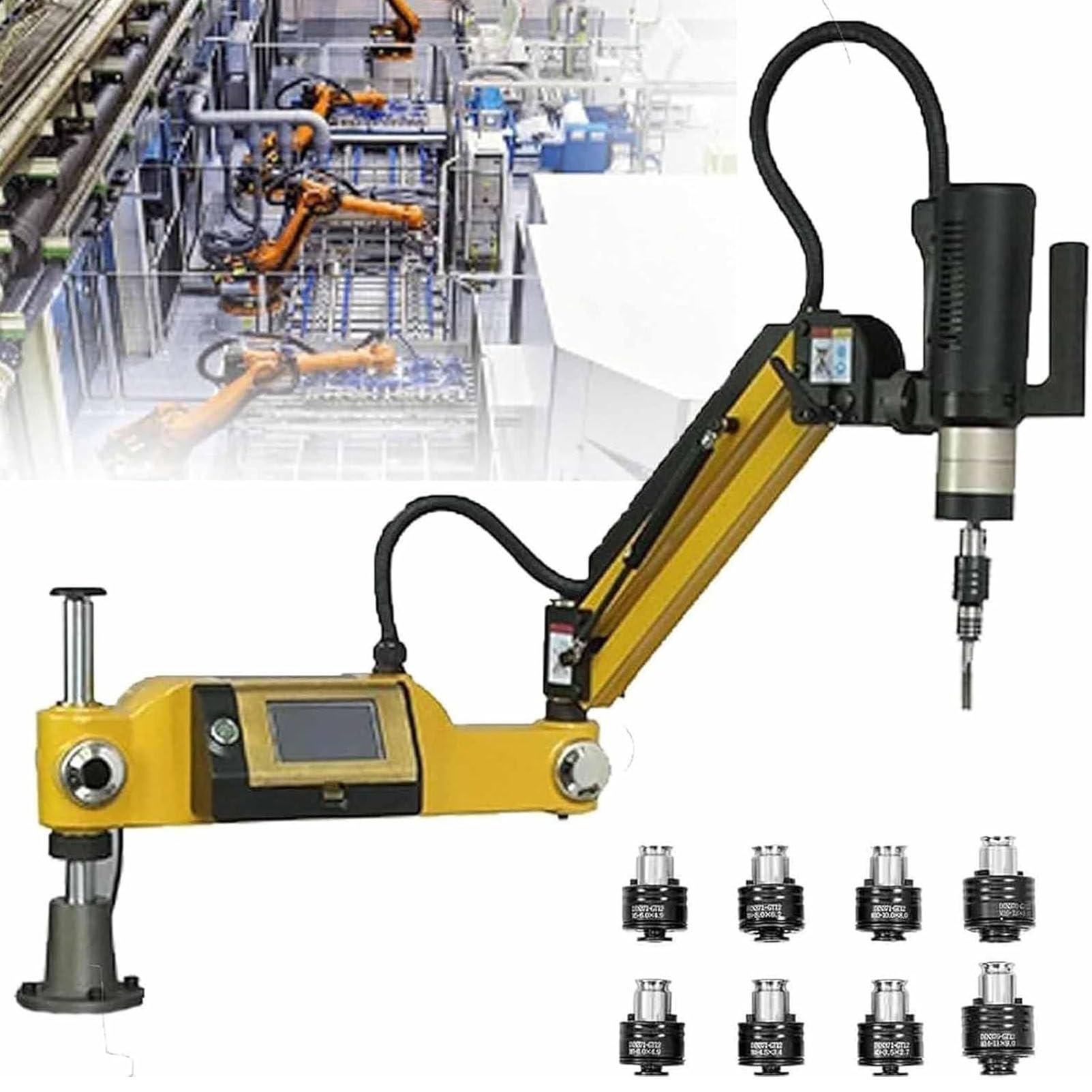 Roscadora eléctrica M3-M16, roscadora multidireccional de 360°, 0-312 RPM, 8 Pinzas, para fabricación de maquinaria, moldes y Otras Industrias.