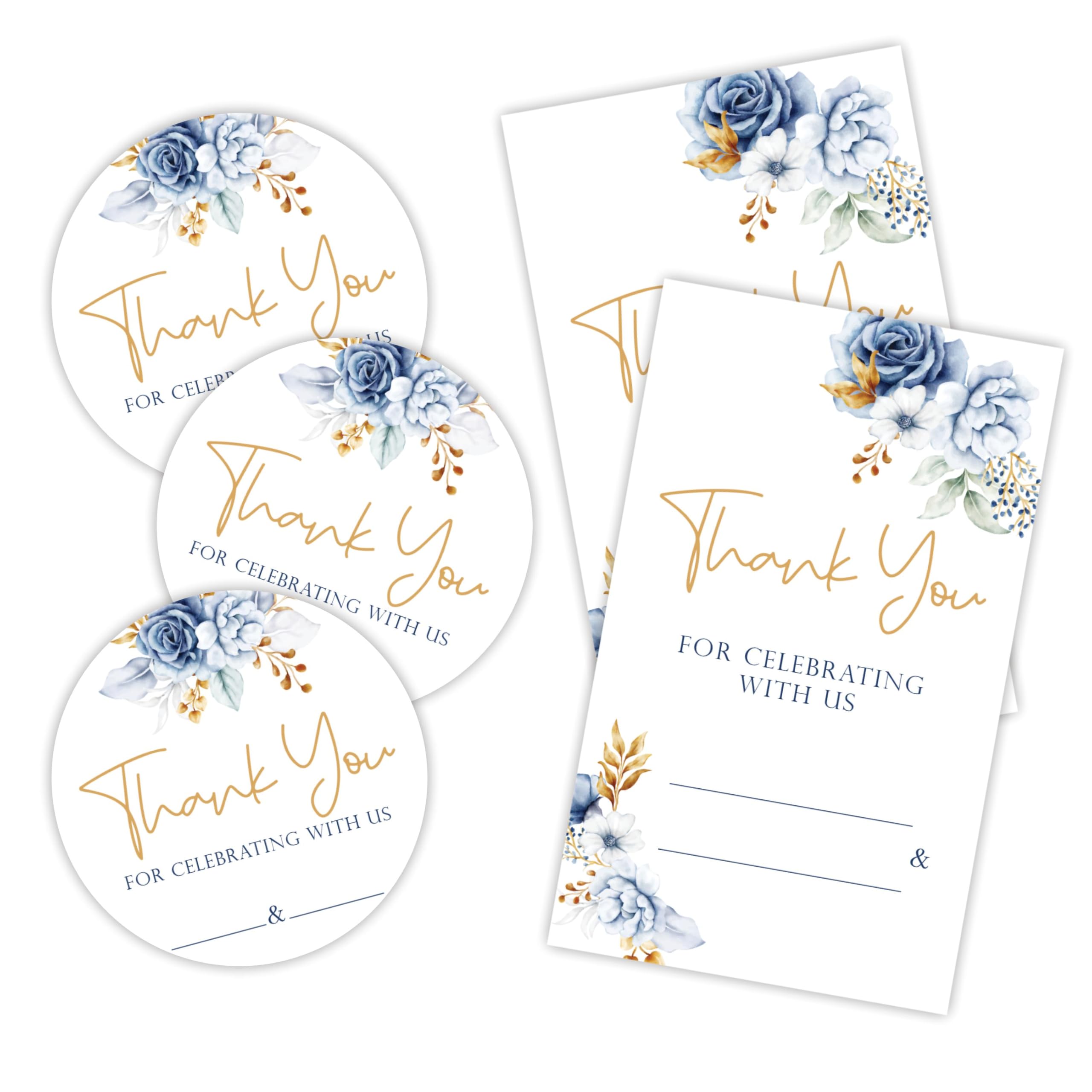 40 Pcs Watercolour Floral Thank You Stickers -Thank You for Celebrating with US - 20 Round Stickers & 20 Adhesive Tags for Wedding, Bridal Shower,