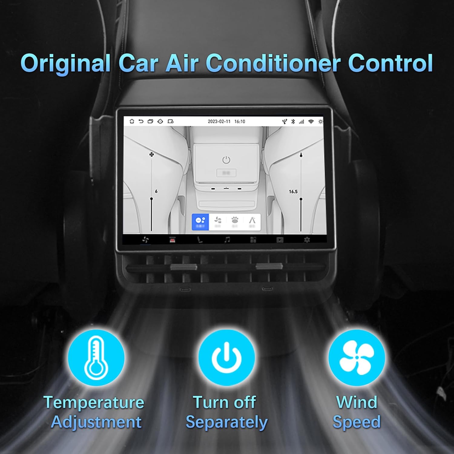 8.66 Inch Rear Display Screen Compatible with Tesla Model 3 19-23&Y19-24, Android 13 Supports HD Movie Watching,4+64G,8-core, Supports seat Adjustment and Rear air Conditioning