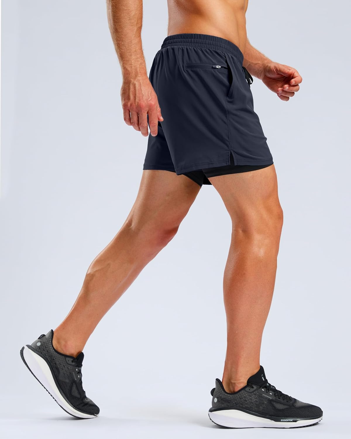 Pudolla Men's 2 in 1 Workout Running Shorts 5" Quick Dry Lined Gym Shorts Athletic with 4 Pockets for Men Tennis Training - Image 3