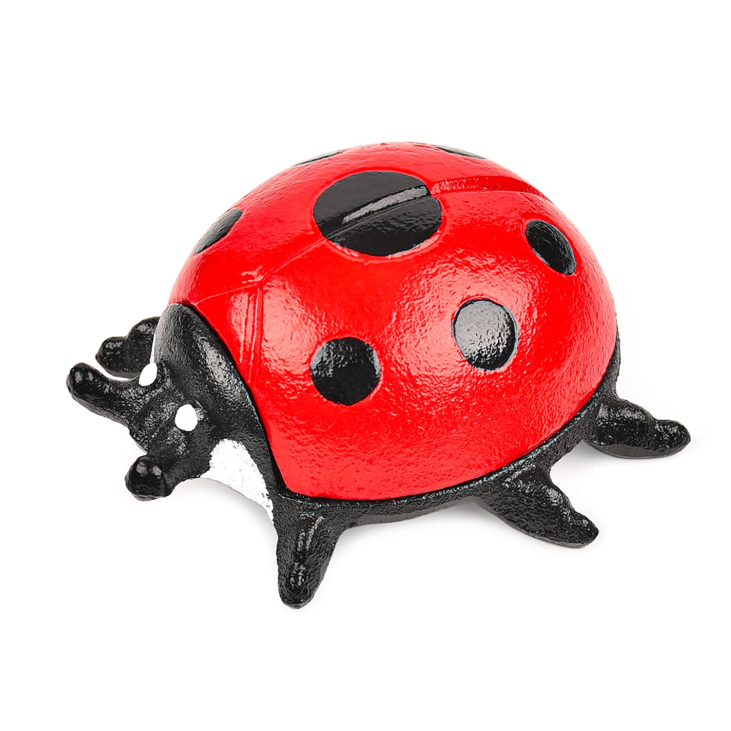 Sungmor Cast Iron Ladybug Key Hider, Hidden Key Holder for Indoor Outdoor, Hand Painted Garden Animal Statue Lawn Ornament, Decorative Jewelry Box Spare Key Hider for Shelf