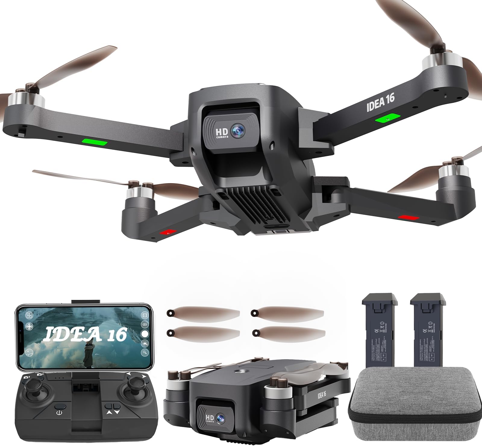 le-idea Drone with Camera 4K Brushless Motor 2 Cameras Drones for Adults 40km/h Max Speed Level 4 Wind Resistance 5GHz WiFi FPV Quadcopter for Beginners IDEA16