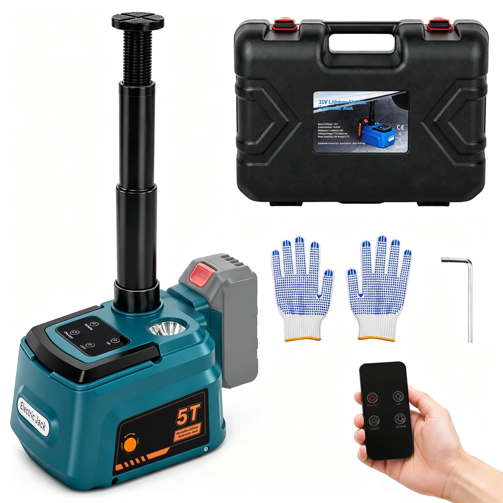 Elektrischer hydraulischer Wagenheber 5 t für Makita 18-V-Akkus, 15,5–45 cm Hubhöhe, Wagenheber für Auto, SUV, MPV Reifenwechse & Garagenreparatur (ohne Akku)