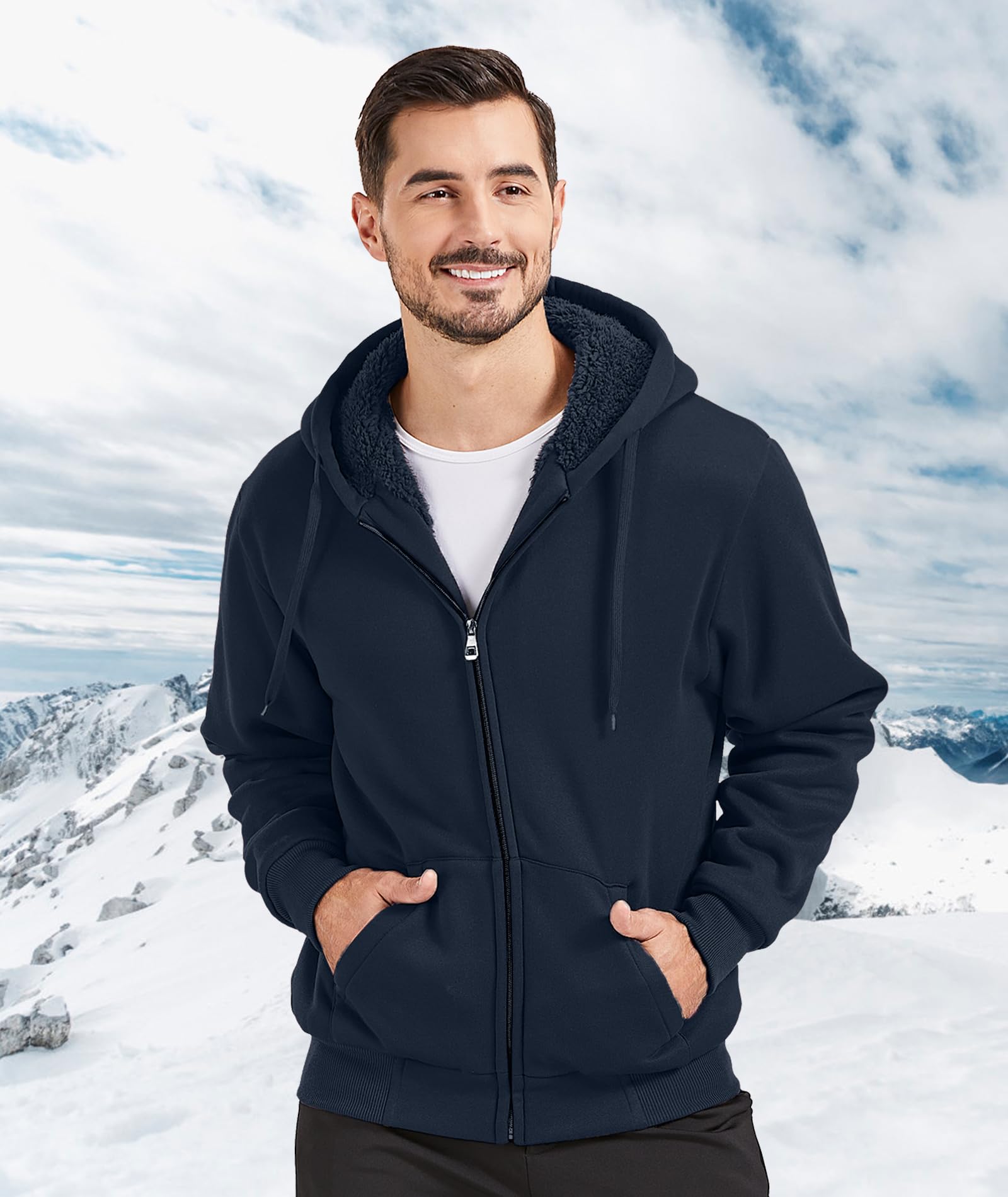 JACKETOWN Sudadera con Capucha para Hombres Engrosada Sudadera con Capucha para Hombres Chaqueta de Invierno de Lana térmica Sudadera con Capucha