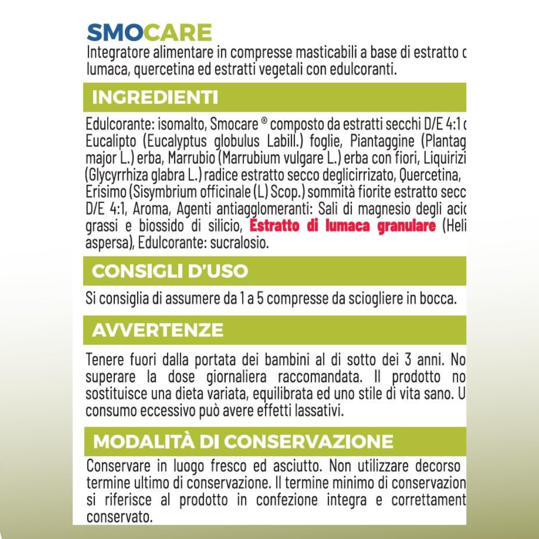 Smocare per tosse cronica 20 compresse masticabili con Quercetina - confezione da 2