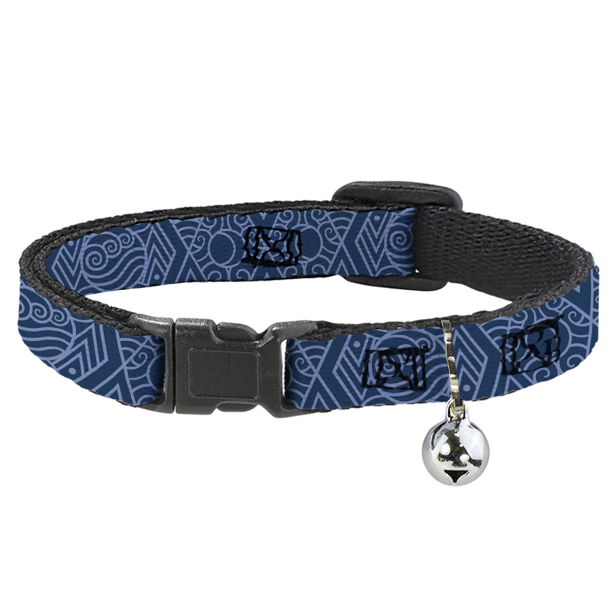 Nickelodeon Cat Collar, Breakaway Collar with Bell, Avatar Last Airbender Water Element Symbol Blues, 8.5 to 12 Inches 0.5 Inch Wide