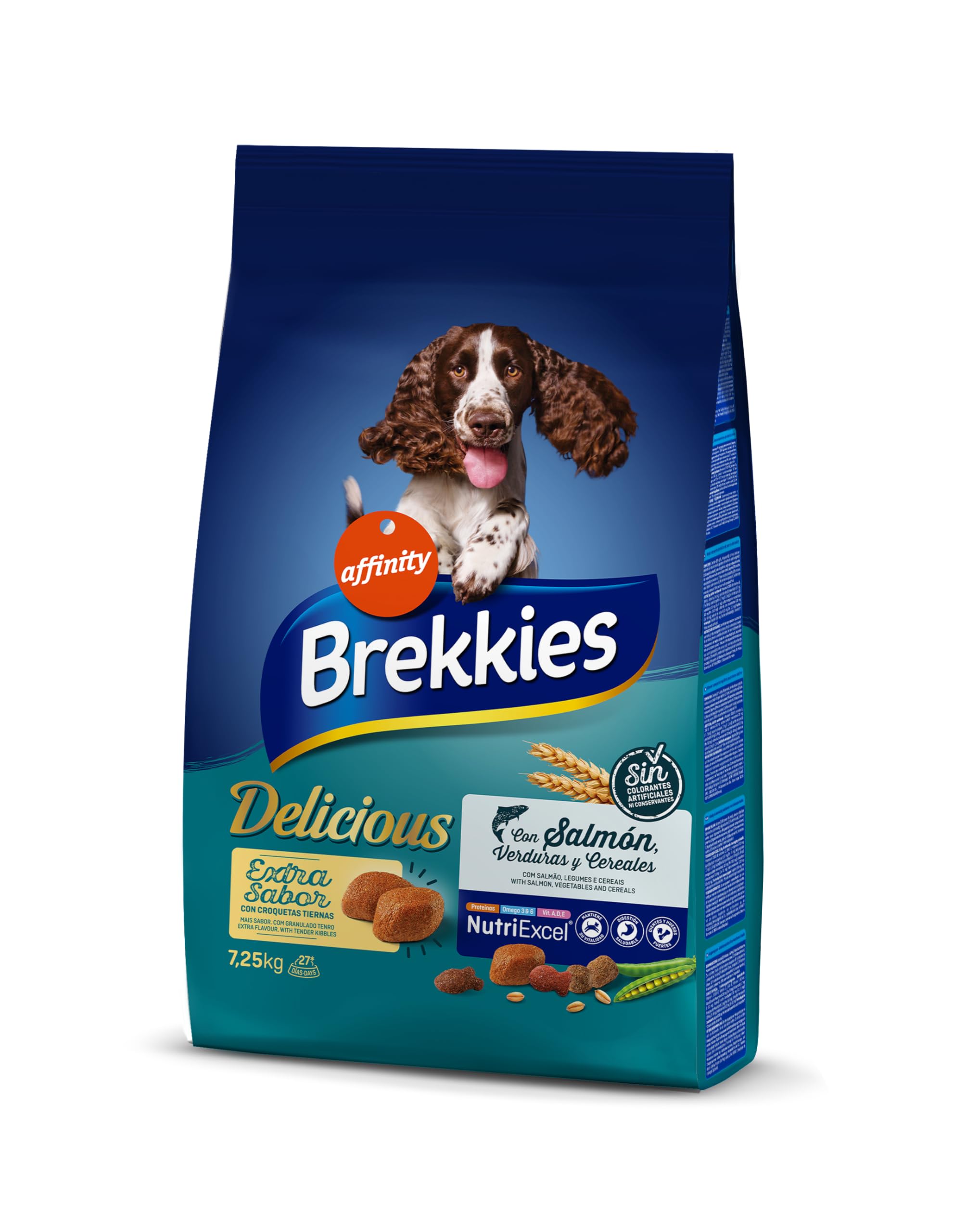 Brekkies Delicious Croquettes pour Chiens Adultes avec Saumon 7,25 kg