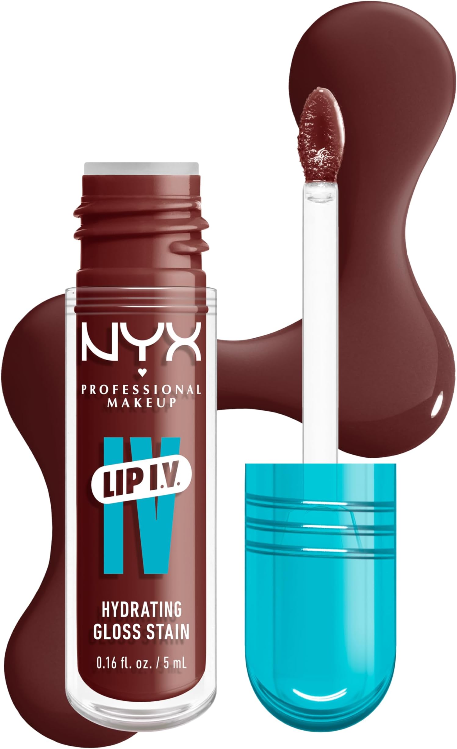 NYX Lip Gloss Professional Makeup Lip IV Lip Stain, 1-Swipe Vitamin-Infused Longwear Color, Hydrating Gloss, Up to 12HR Hydration, High Pigment, Wet Shine Finish, Vegan Formula, Mocha Me Wet