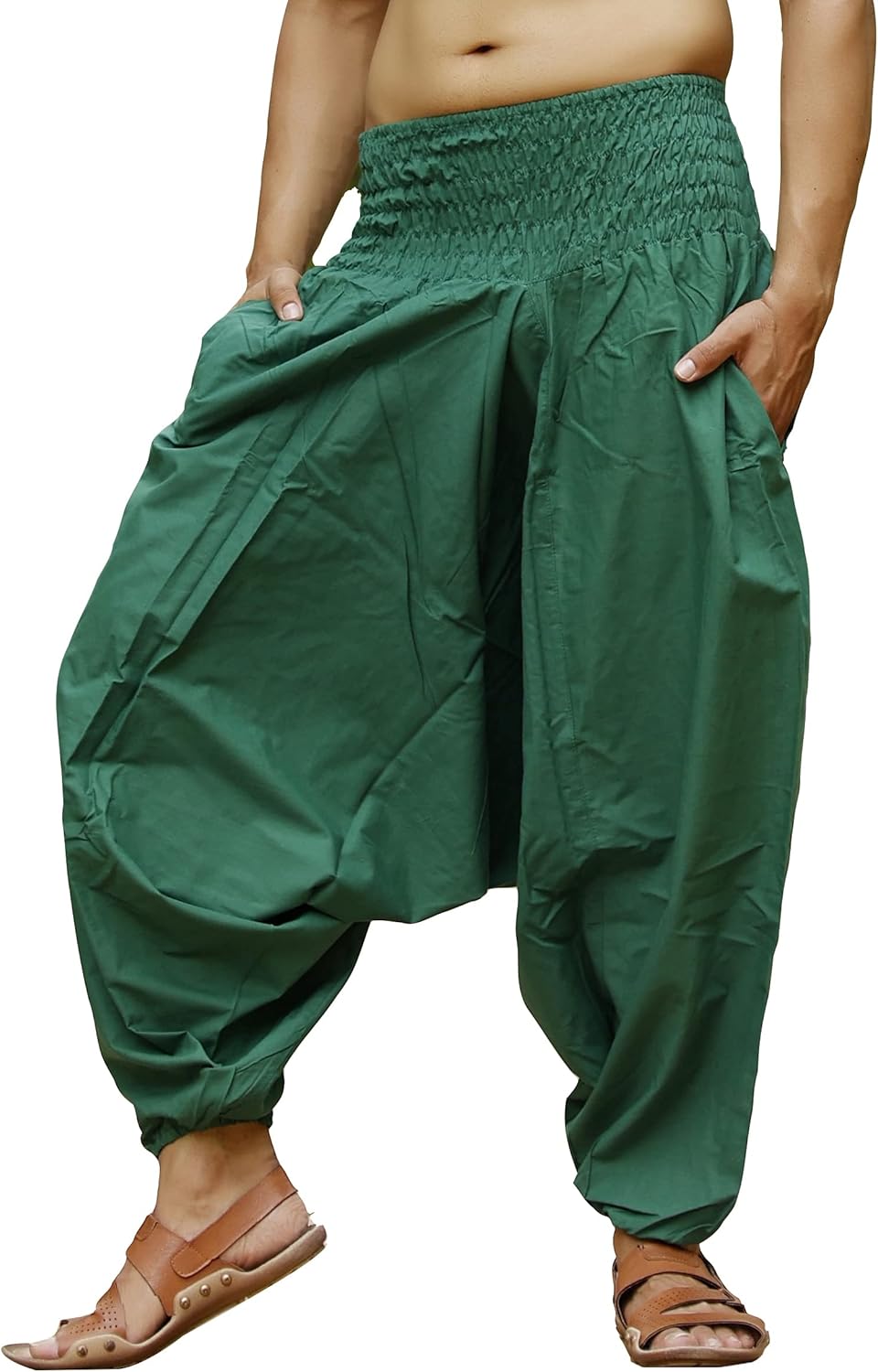 SARJANA HANDICRAFTS Mens Womens Unisex Cotton Harem Pants Yoga Baggy Genie Boho Trousers