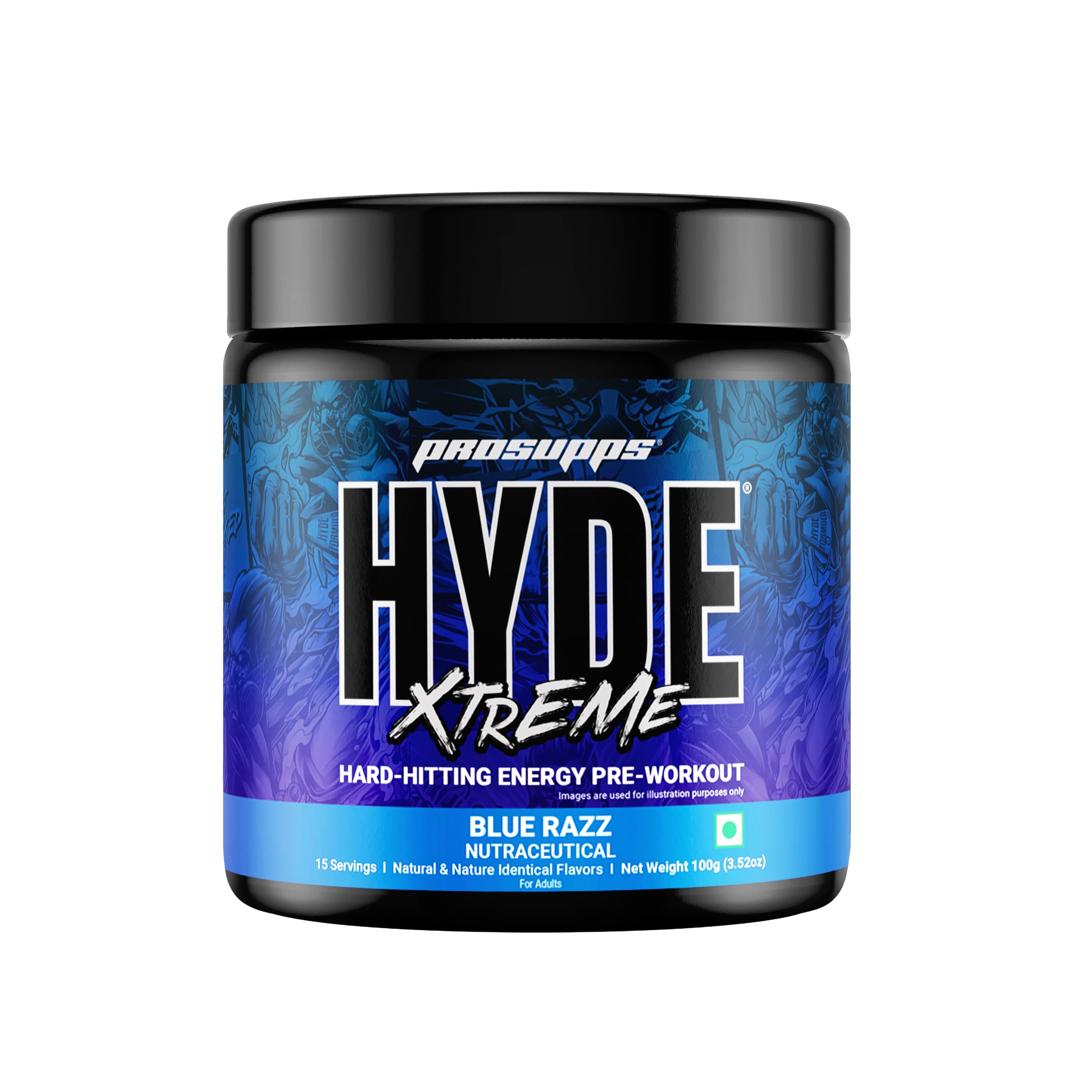 Hyde Xtreme - Hard Hitting Energy Pre Workout Supplement | Caffeine, Beta-alanine, Creatine HCl, L-arginine | For Muscle Pump, Vascularity, Strength and Focus | 15 servings (Blue Razz)-image-5