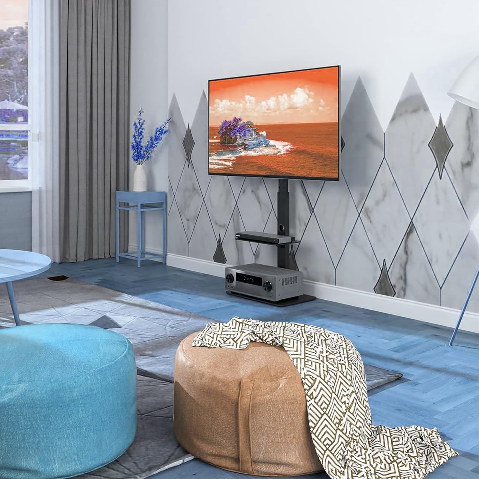 Support TV au sol pour salon moderne et écrans OLED
