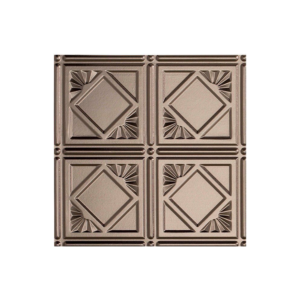 FASÄDE Traditional Style/Pattern 4 Decorative Vinyl Glue Up Ceiling Panel in Brushed Nickel (12X12 Inch Sample)