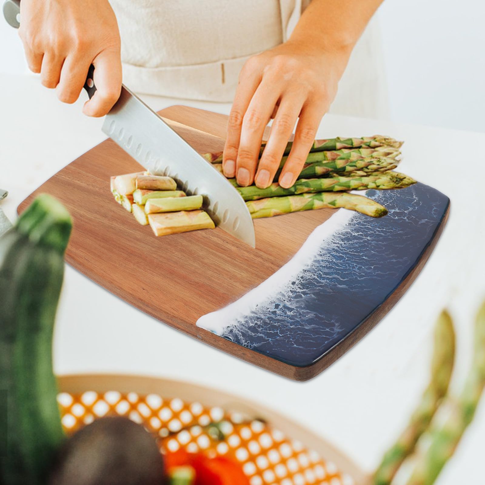 BESTOYARD Tagliere in Legno e Resina Spiccato per Carne Frutta e Verdura Resistente alle Fessure Design Irregolare Adatto per Cucina Domestica e Appassionati di Cucina