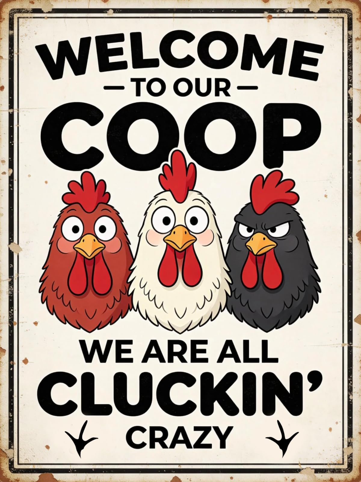 Women's Welcome To Our Coop Retro Metal Sign Vintage Chicken Metal Tin Sign Farmhouse Coop Wall Decor 60X80cm Plaque