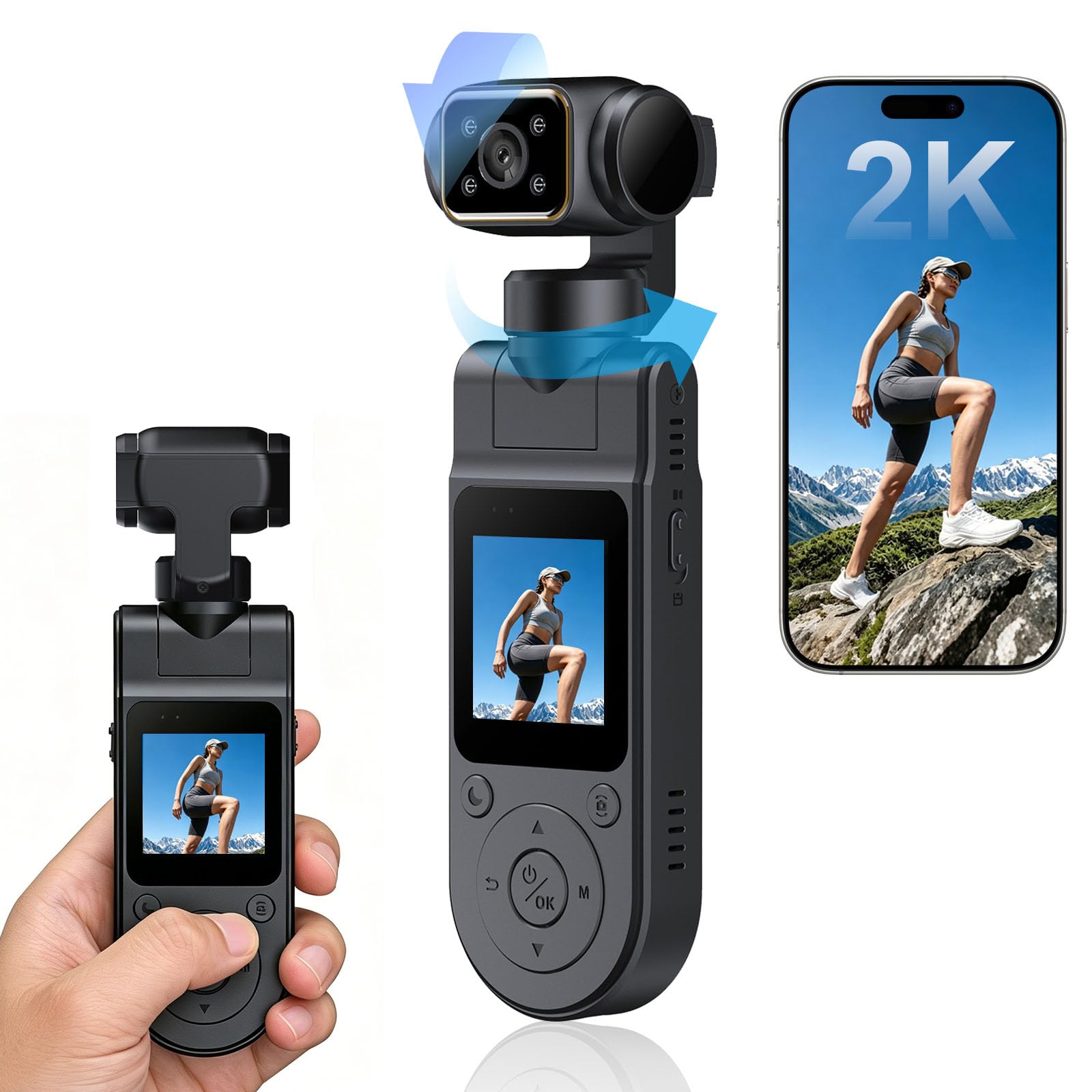 2K Pocket Vlogging Kamera, Handheld Body Kamera für Action/Urlaub