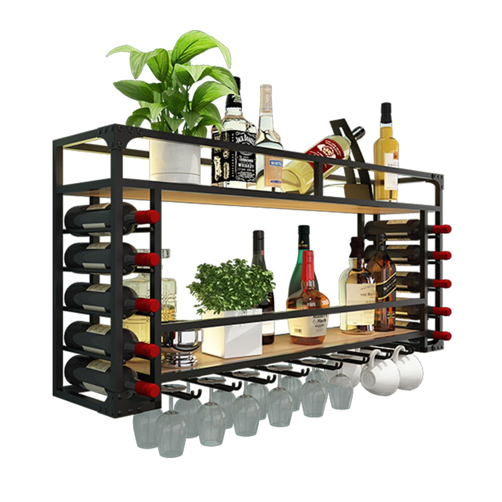 Étagère à vin murale pour bar et cuisine au style flottant