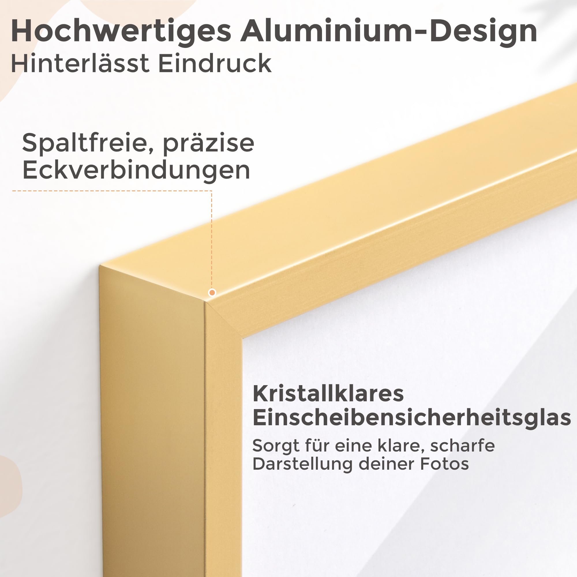 FLYJOE Luxus Alu-Rahmen 60x80 cm in Elegantes Gold – Mit edlem Passepartout (50x70 cm Öffnung) & hochtransparentem Premium-Glas – Ideal für Ölgemälde, Porträts & repräsentative Wandkunst