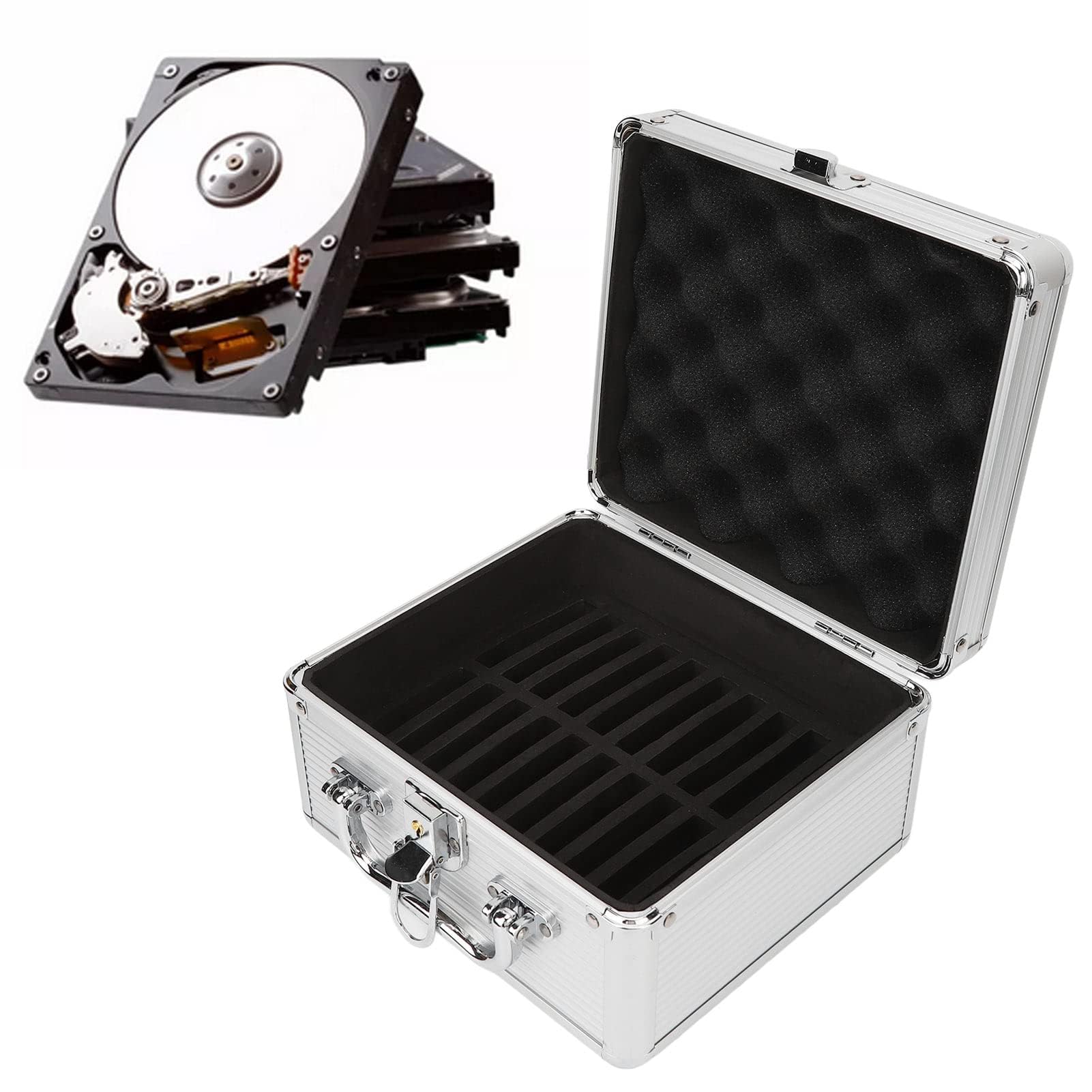 Scatola di Immagazzinaggio per Disco Rigido da 2,5 Pollici, Valigia per Scatola di Immagazzinaggio per HDD con 20 Alloggiamenti, Custodia per il Trasporto di Dischi Rigidi Esterni con Design con Blocc