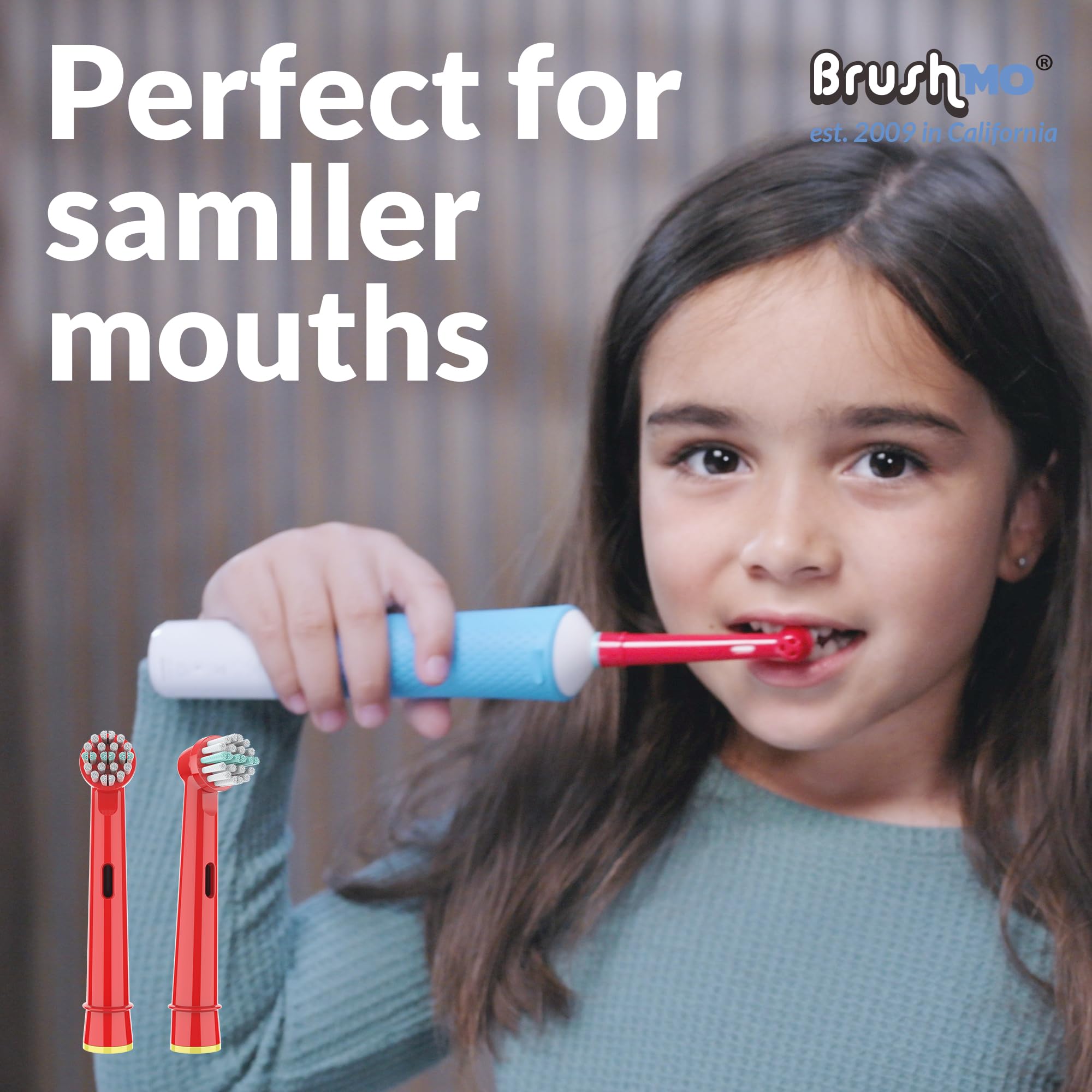 Brushmo Kids Toothbrush Replacement Heads Compatible with Oral B Electric Toothbrush, Soft Bristles and Small Heads for Sensitive Teeth and Gums, 8 Pack