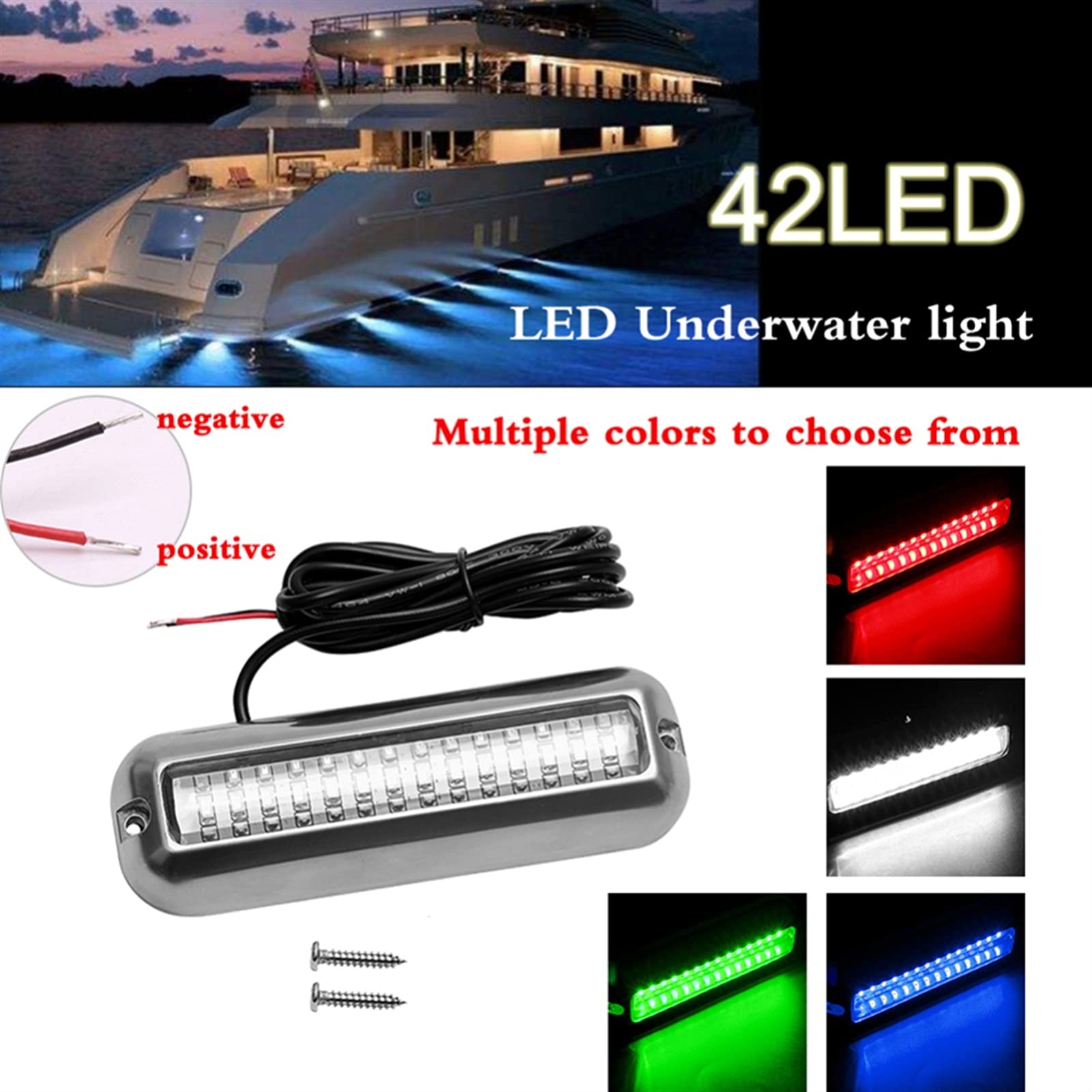 Kit conversione Xeno Lampada da pesca in barca 42 LED subacquea luce di pesca in barca Transom Transom Night Light Water Paesaggio Illuminazione Accessori Marini Marine ( Emitting Color : Red )