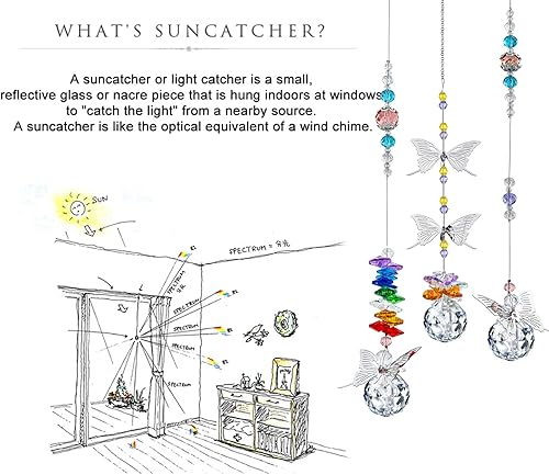 Miniatura 7 de H&D HYALINE & DORA Adorno colgante de cristal para ventana de atrapasoles de cristal, bola de prisma, arco iris, decoración de mariposa, juego de