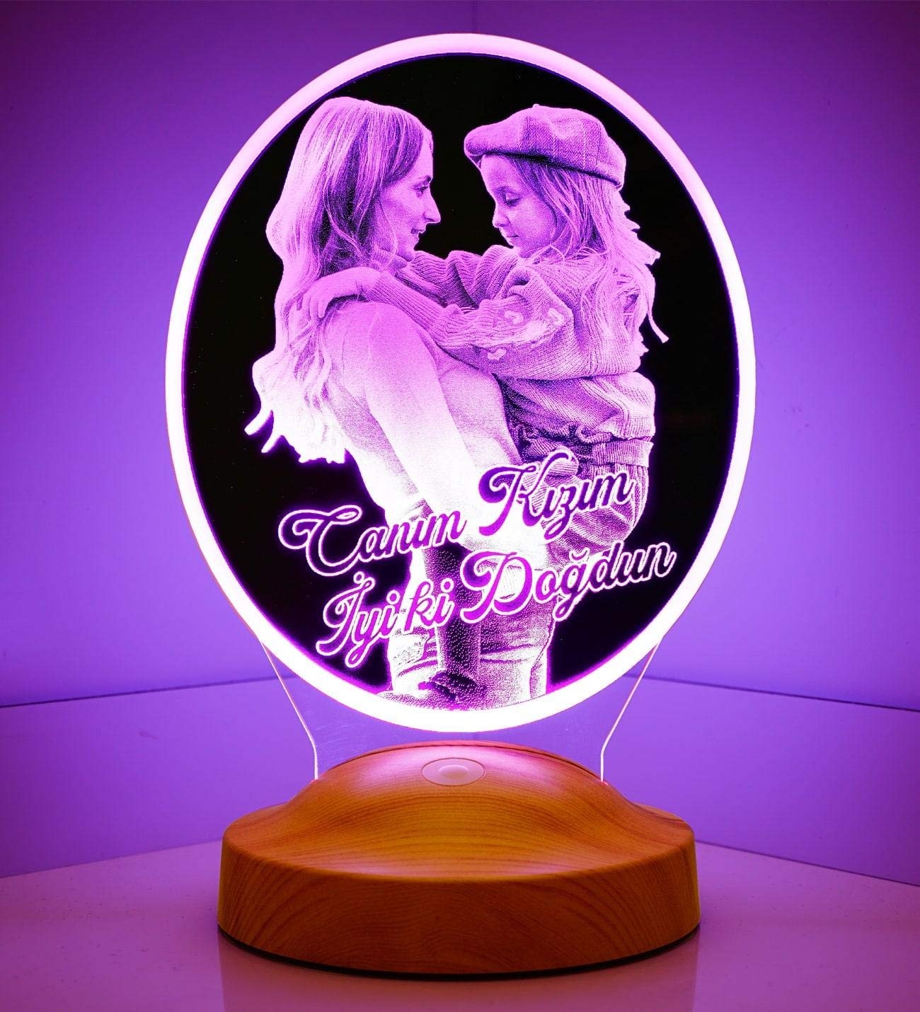 Regalo para el Día de la Madre con foto personalizable con tu propia foto y texto en imágenes 3D LED, diseño de lámpara grabada (forma de huevo)