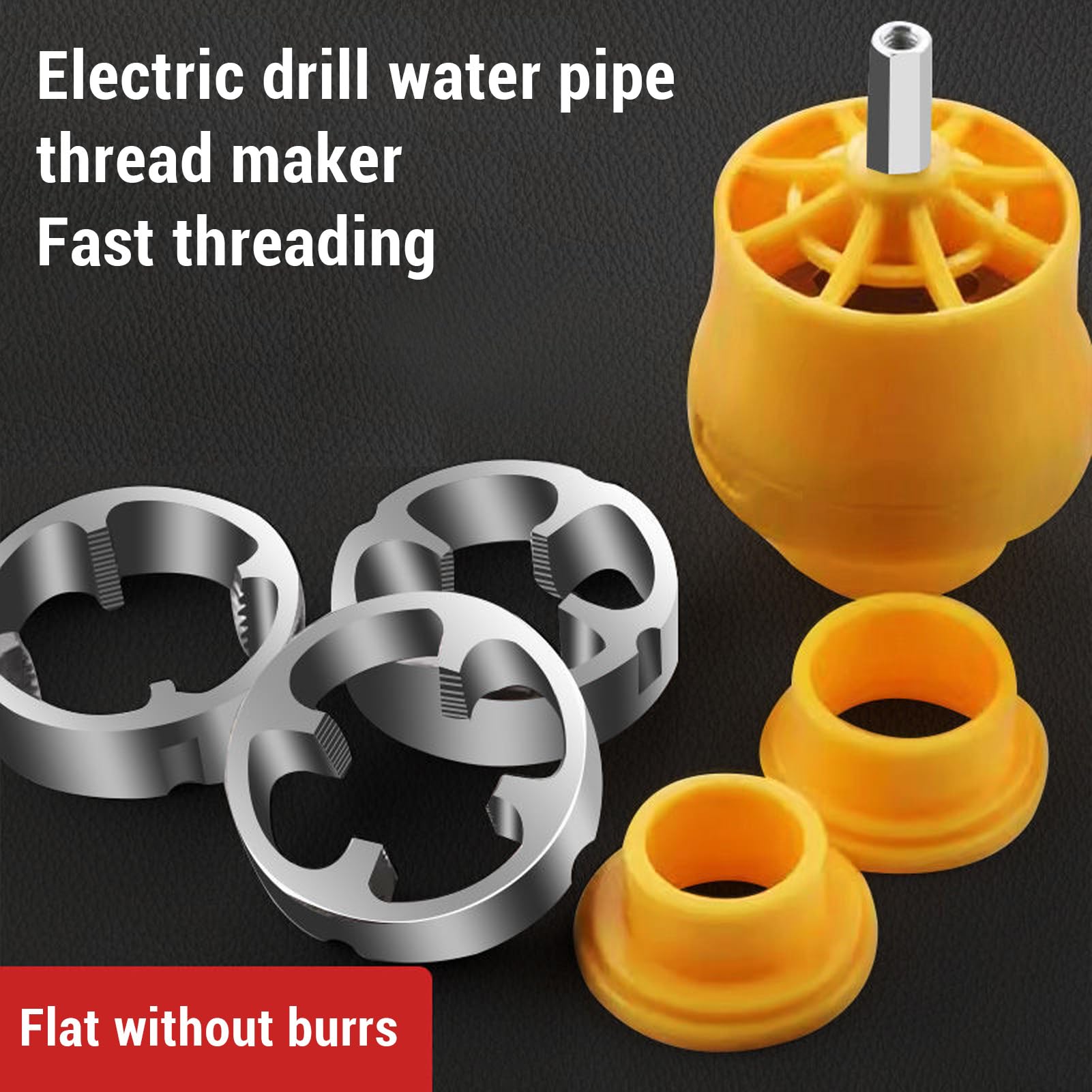 Electric Drill PVC Pipe Threader Kit with Various Die Sizes, Reusable Pipe Threader Plumbing Tool Kit for Electric Drill