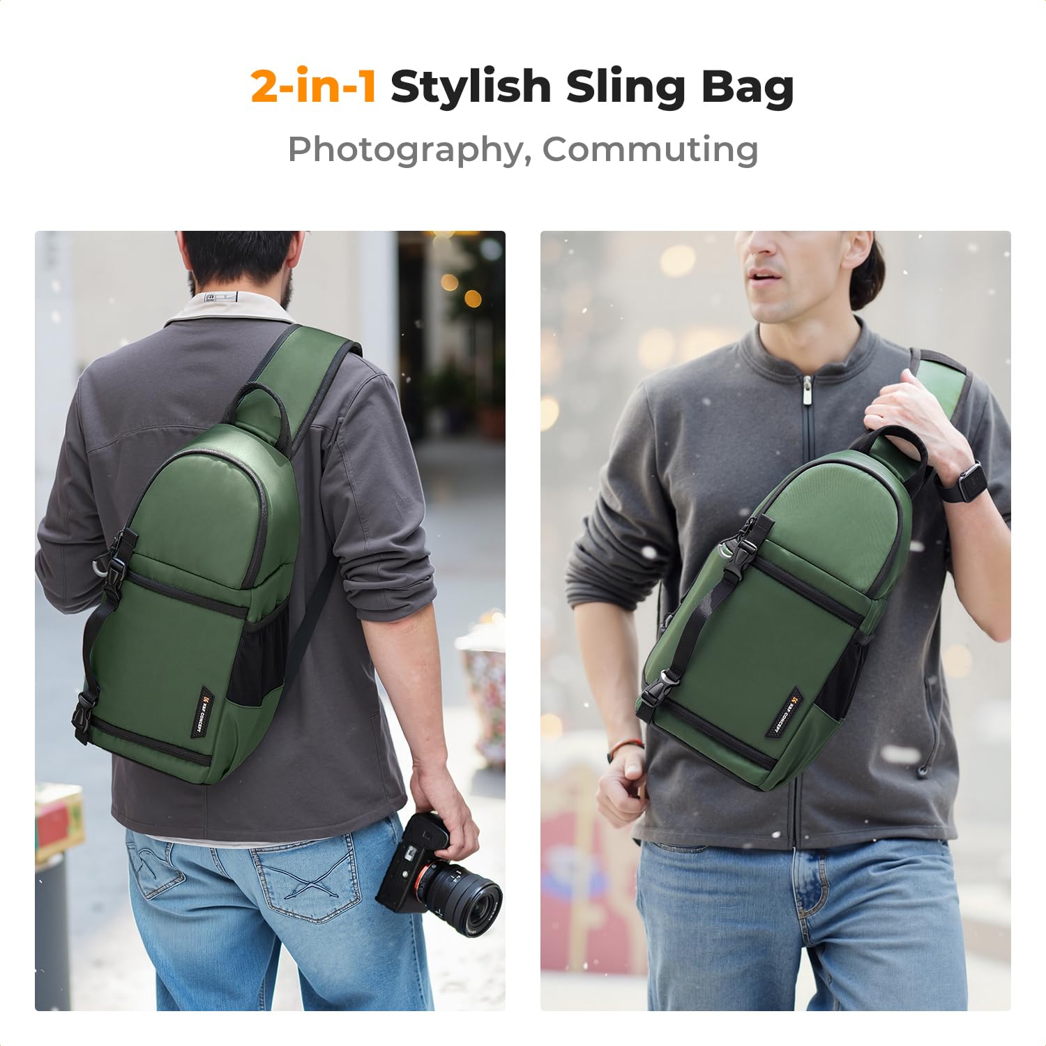 K&F Concept Torba na aparat Sling Camera Torba na ramię Antykradzieżowa Torba na ramię 10L Foto Przenośny plecak Reflex, Torba na aparat Kompatybilna z lustrzanką lustrzanką