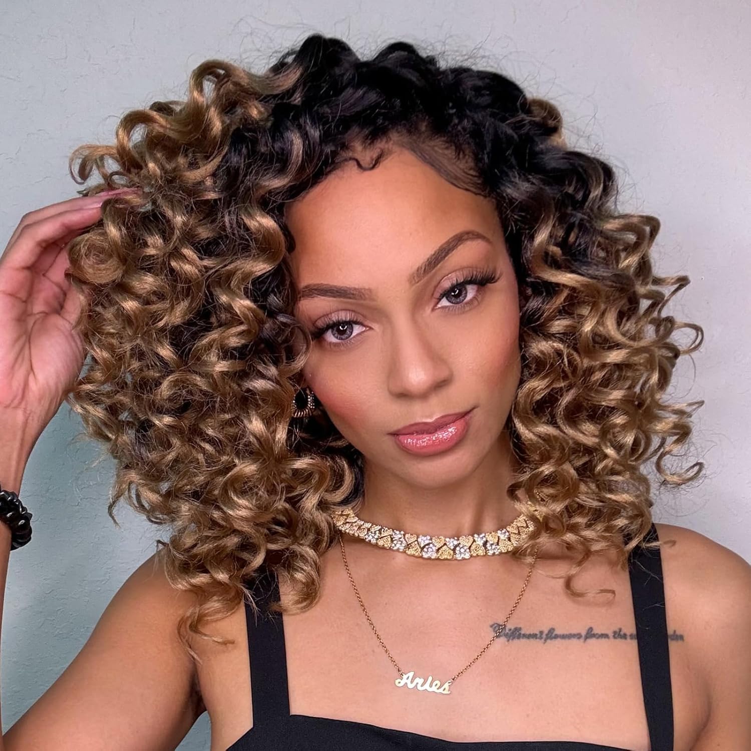 ToyoTree Ocean Wave Crochet Hair - 14 Inch 8 Packs Black Mix Brown Mid-Length Curly Deep Wave Crochet Hair, Synthetic Ocean Wave Braiding Hair Extensions (14 Inch,P1B/30-8P)