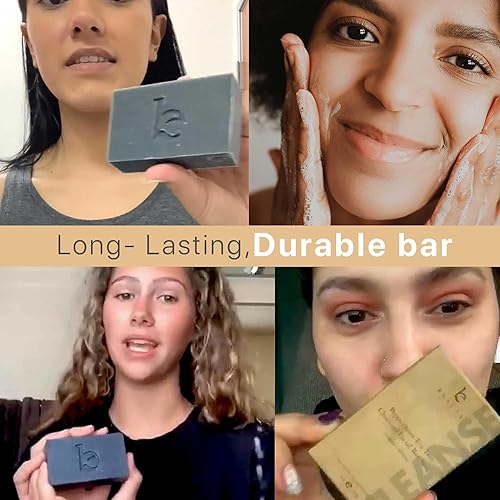 Miniatura 3 de Beauty by Earth Jabón en barra de lavado facial de carbón, barra de jabón de árbol de té de menta, limpiador facial para piel grasa, limpiador